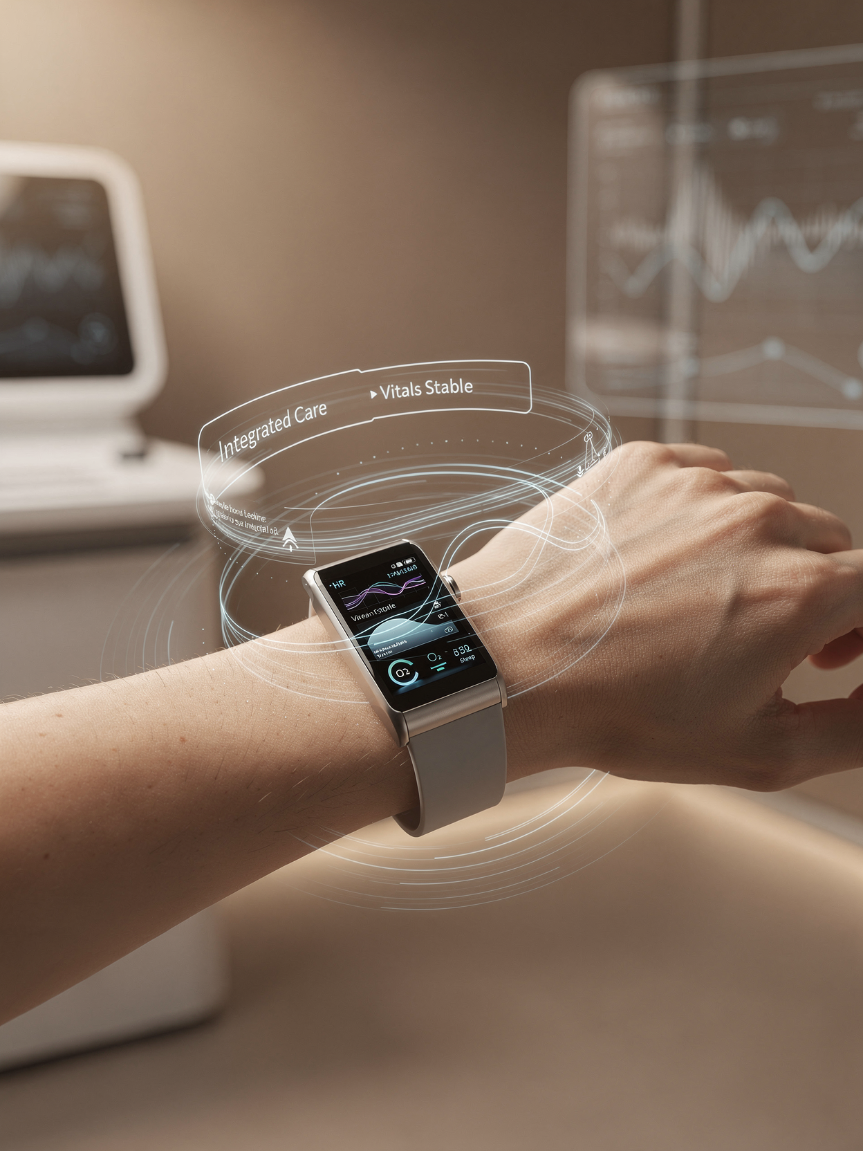 Smartwatch streaming heart-rate and vitals — wearable correlation