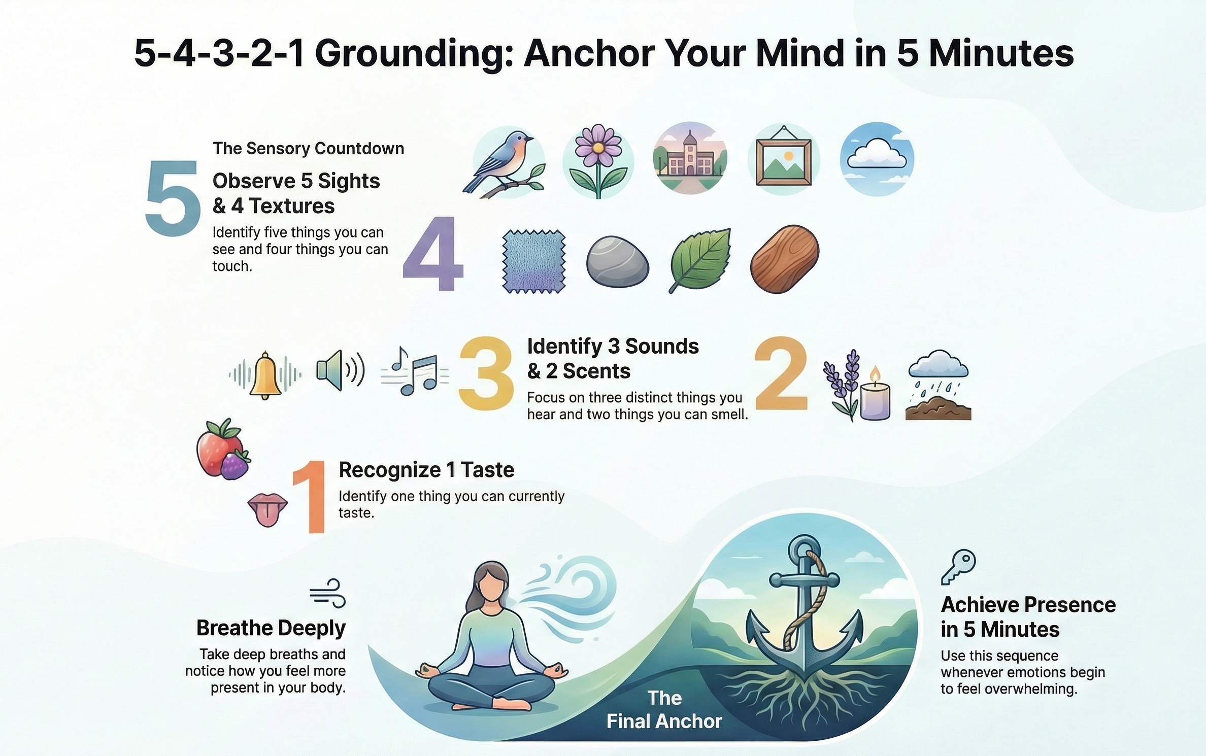 Grounding Technique 5-4-3-2-1 - Infographic