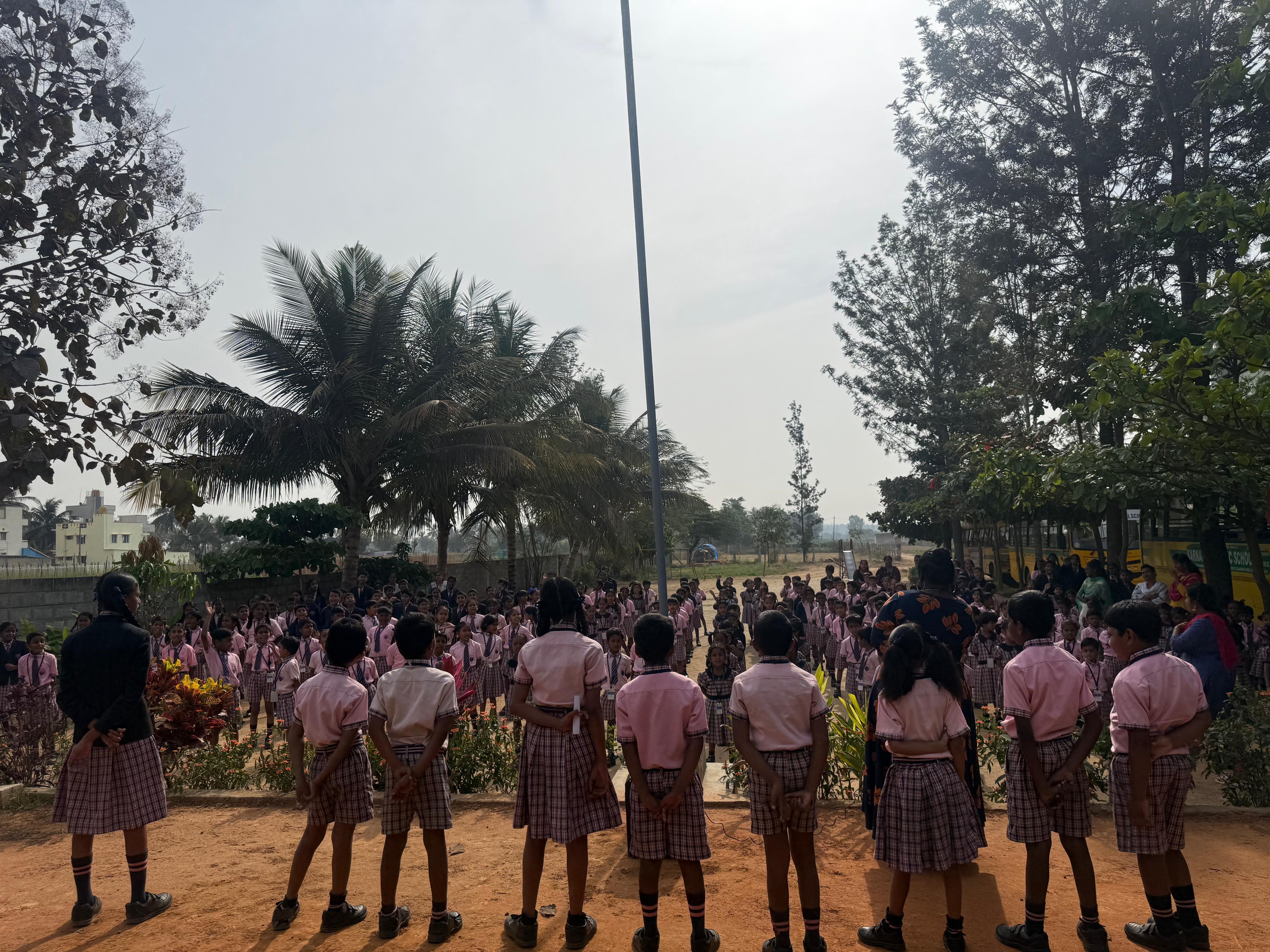 Morning assembly under the trees