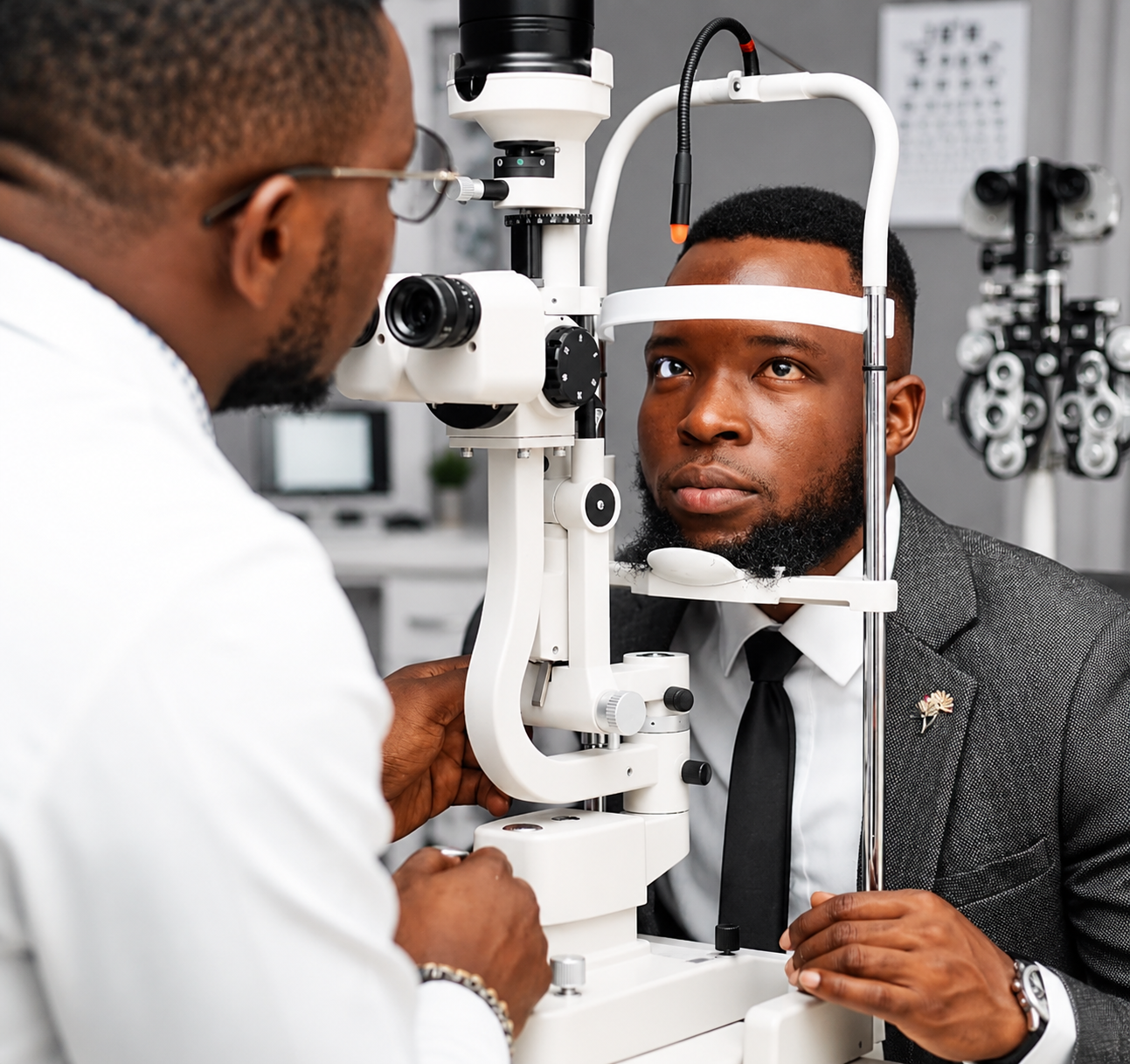 eMed Eyecare optometrist examining patient