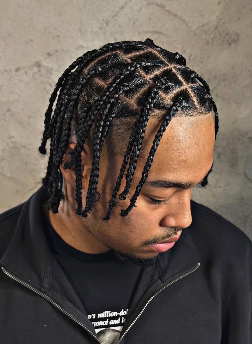 Box braids with fade