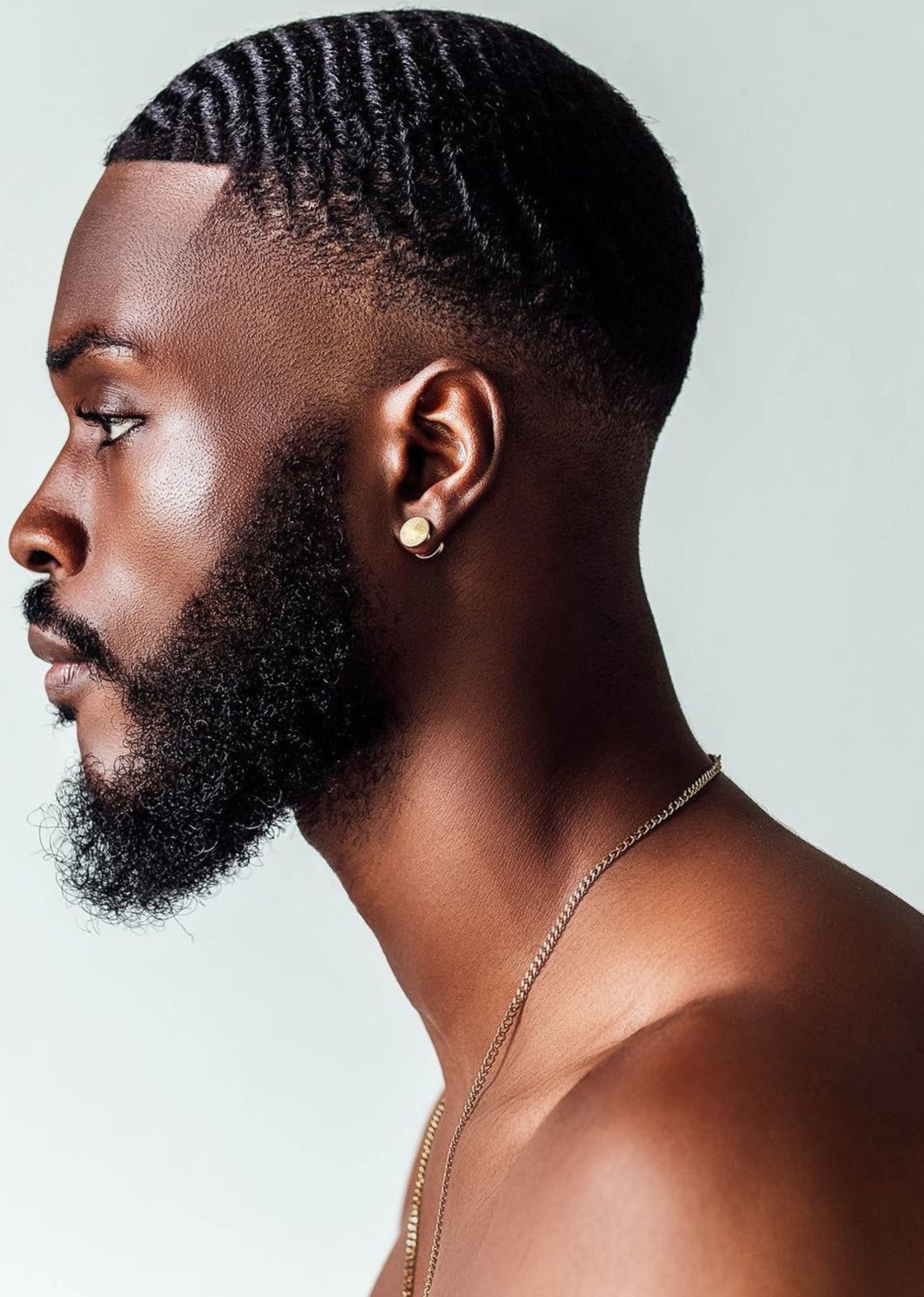 Waves haircut with beard