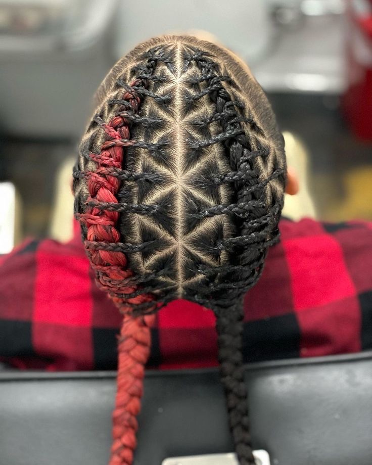 Two-tone braids red and black
