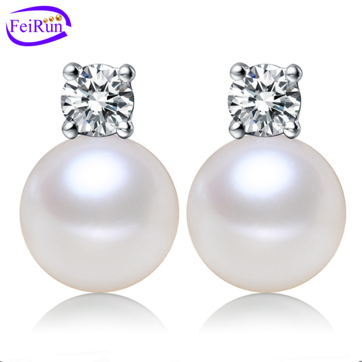 925 Sterling Silver Aaa Fresh Water Cultured Natural Real Freshwater Pearl Ear Stud Jewelry Earing Pearl Earring for Woman S925