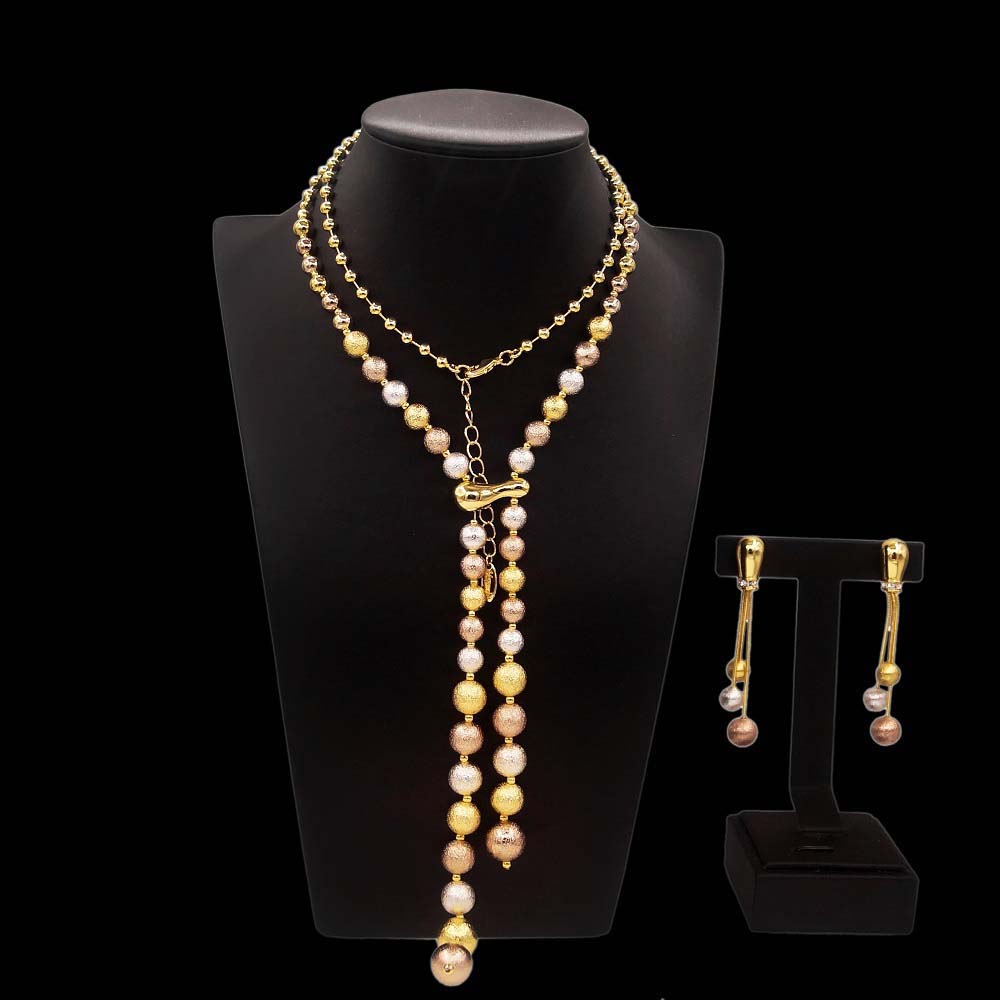 Zhuerrui High Quality Gold Jewelry Sets Multi Color Plate Beads Necklace Jewelry Set Beautiful Woman Christmas Gifts HV2300625