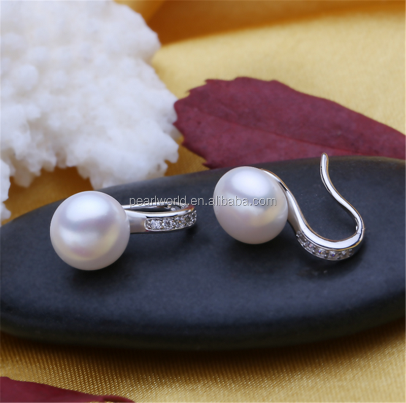  9mm Button 3A Natural Freshwater Pearl Earring Real Pearl, Pearl Clip Earring, Girl with Pearl Earring