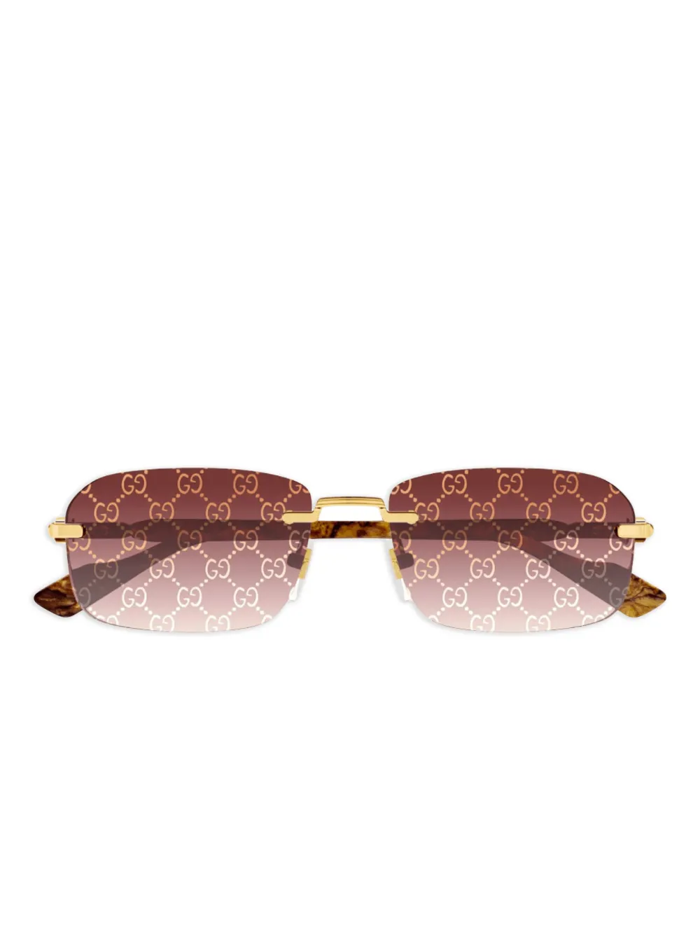 Gucci Rectangle-Frame Brown Sunglasses