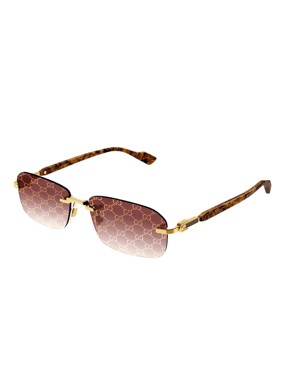 Gucci Rectangle-Frame Brown Sunglasses 2