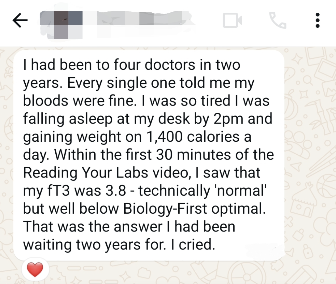 Client testimonial about discovering fT3 levels were below optimal