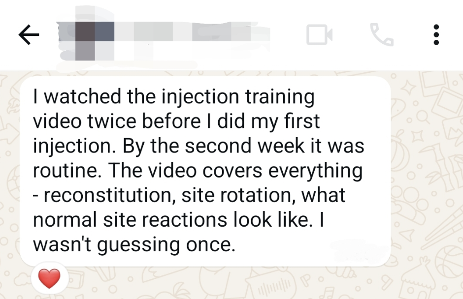 Client testimonial about injection training video
