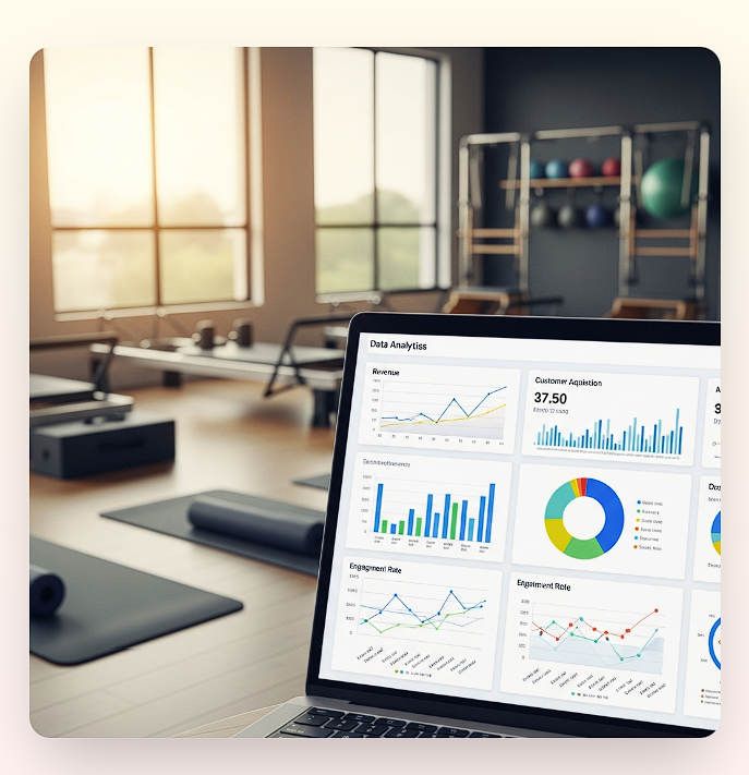 Pilates stúdió Reformetrics analytics dashboarddal
