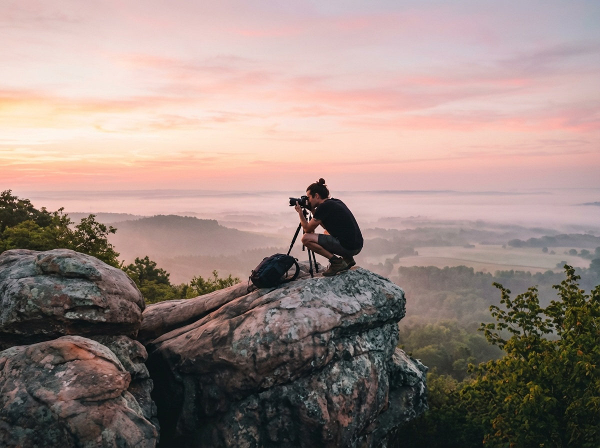 Filmmaker at sunset