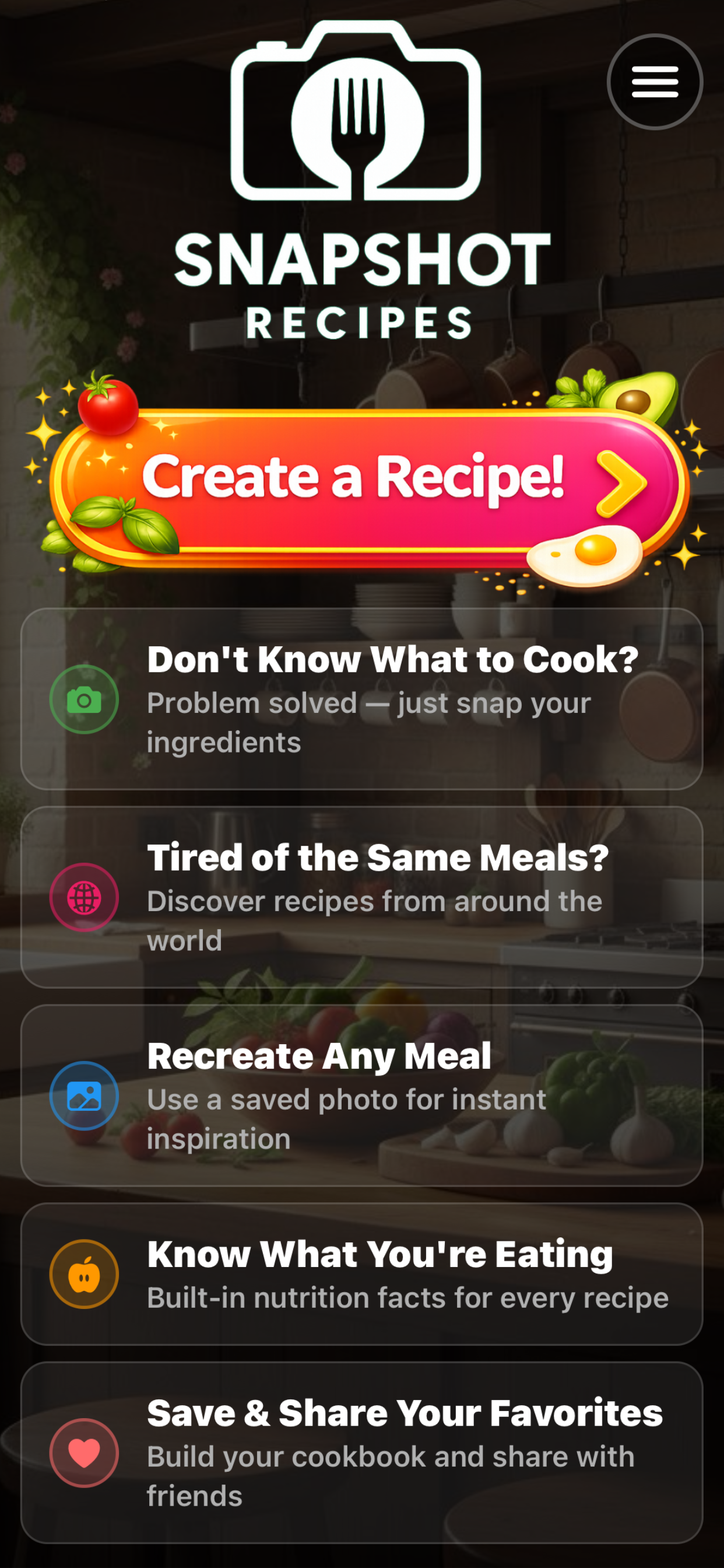 Snapshot Recipes App Screenshot