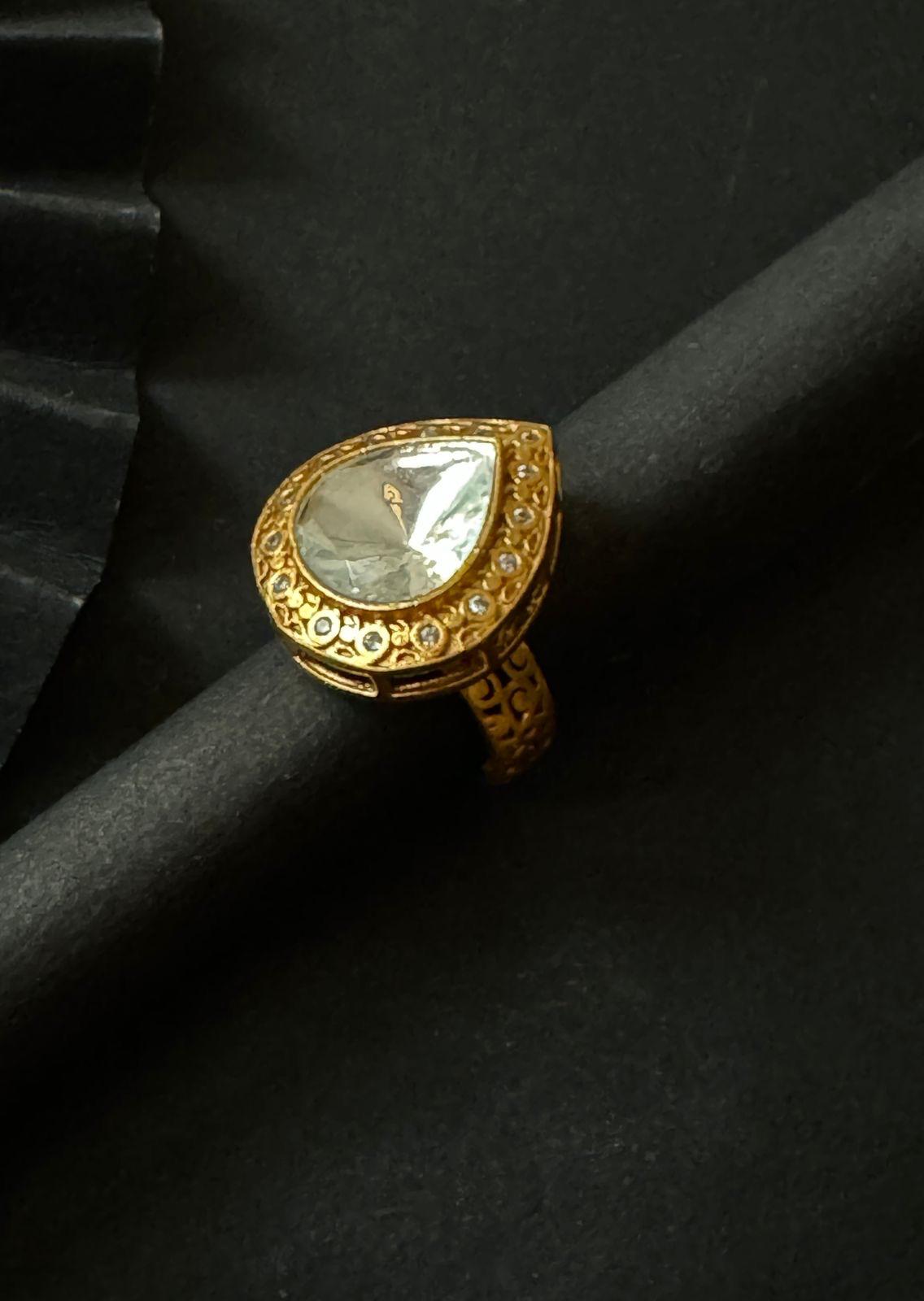 Polki with Antique Gold Ring - DBS-RG006