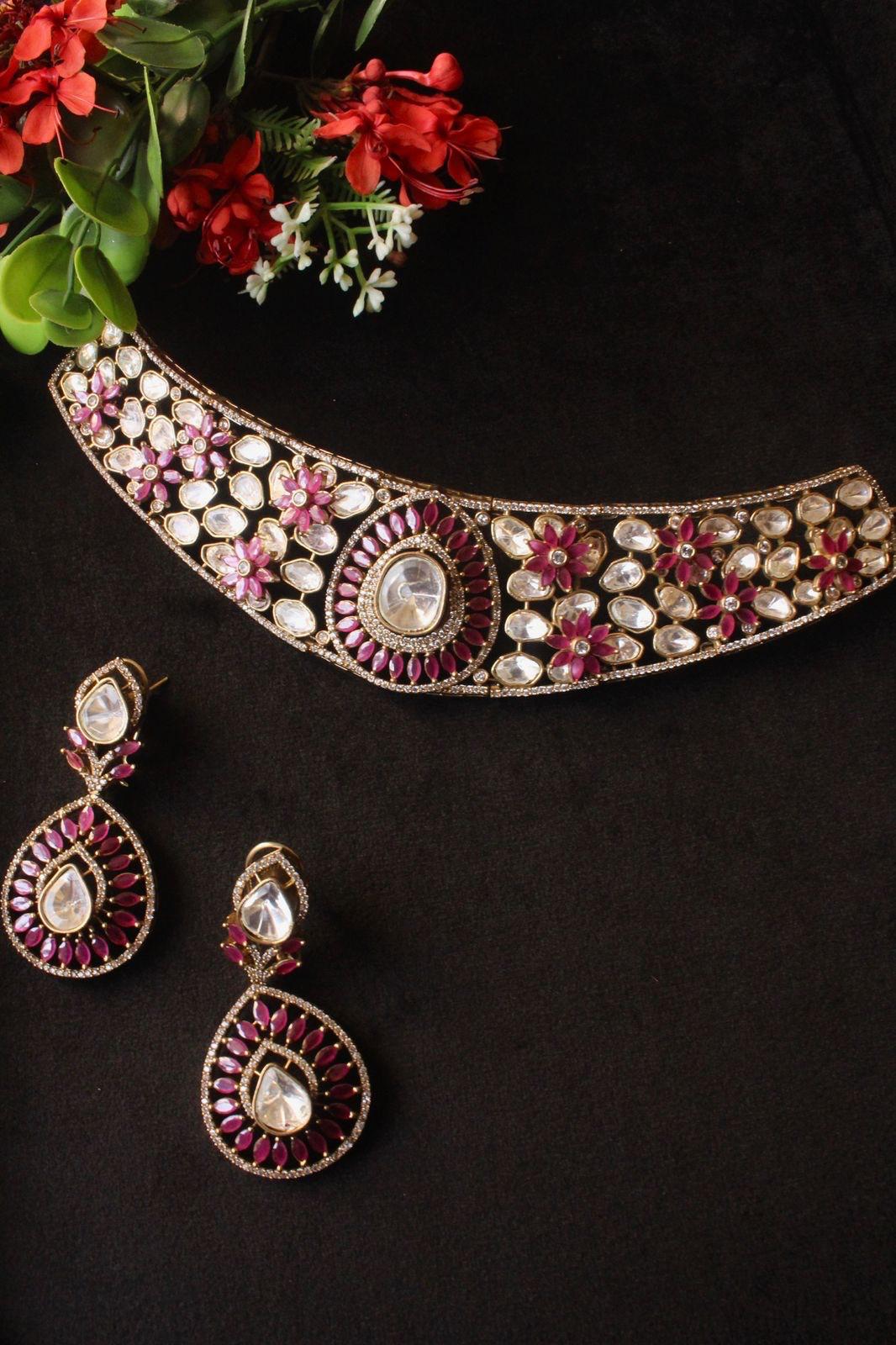 Elegant Ruby with Polki Set - DBS-BS006