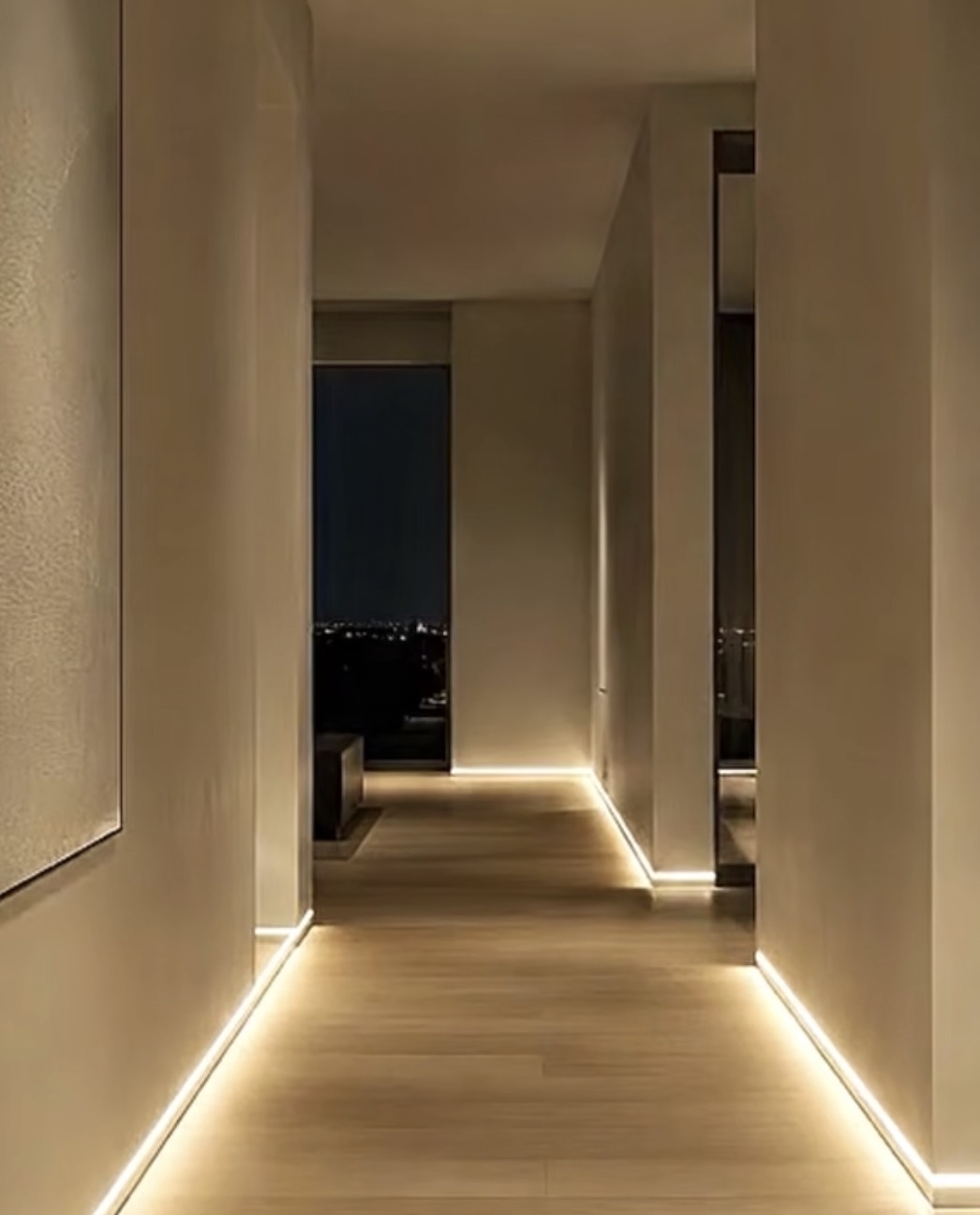 Architectural cove lighting corridor
