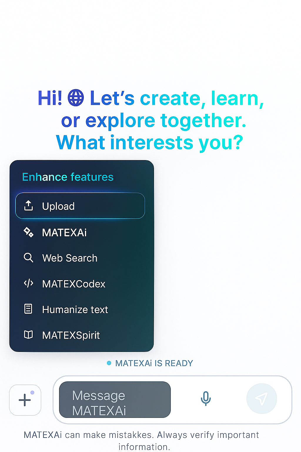 MATEXAi features interface
