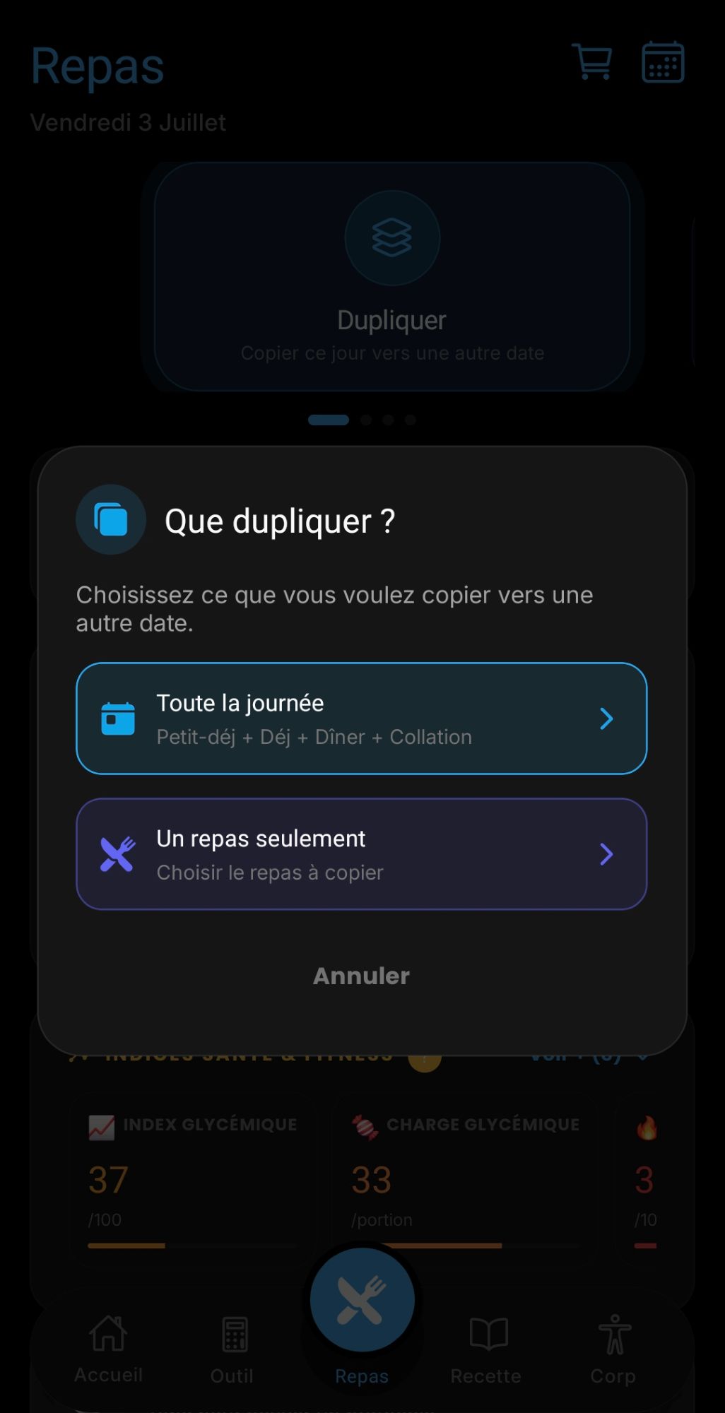 Dupliquer un repas