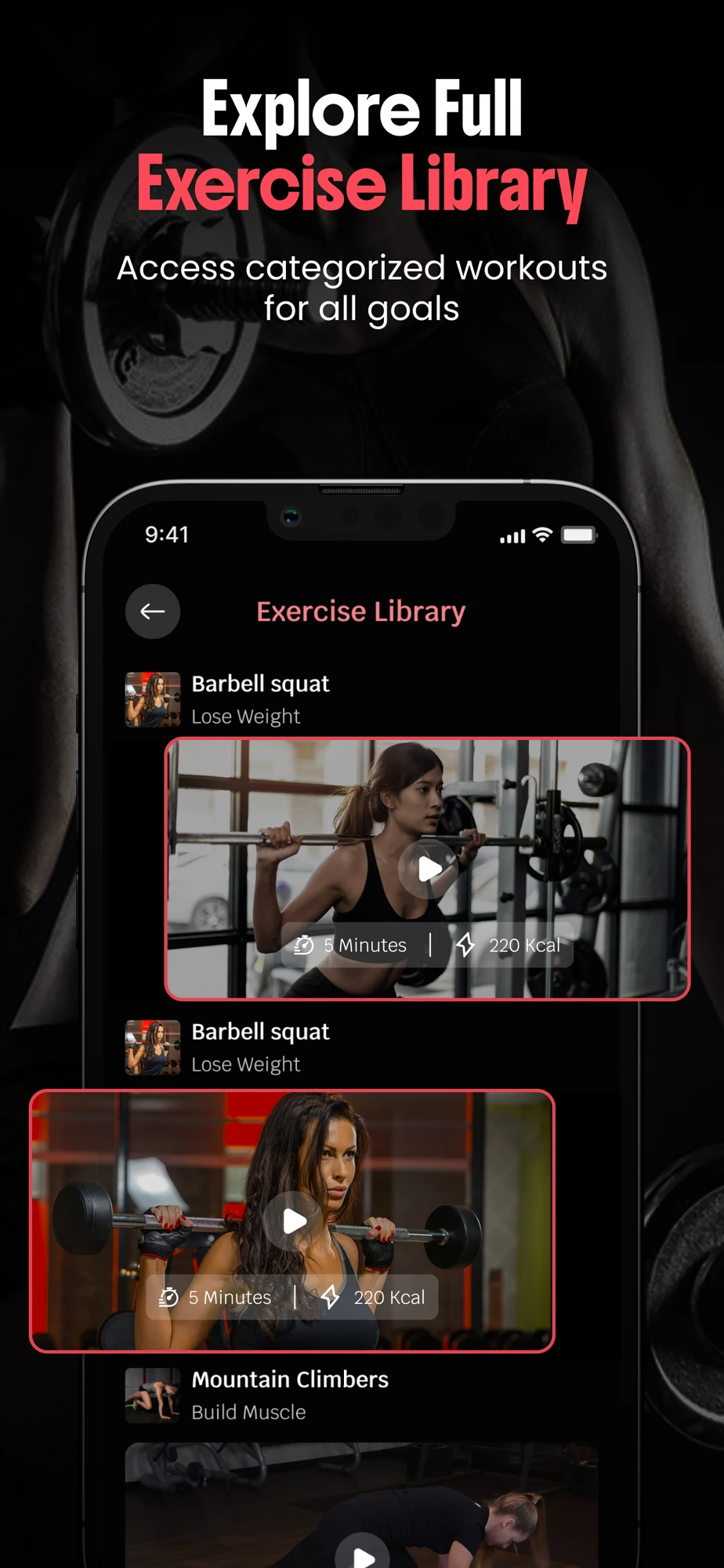 AlphaPulse Exercise Library screenshot