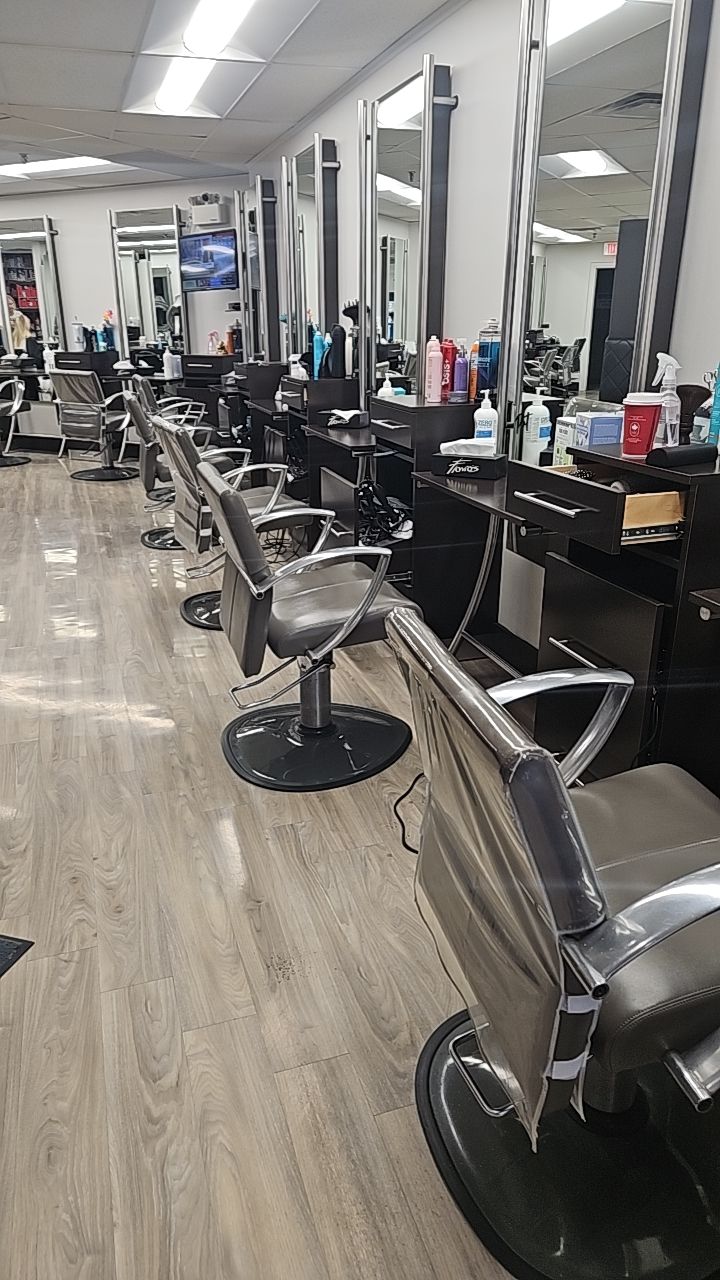 Salon interior — styling stations