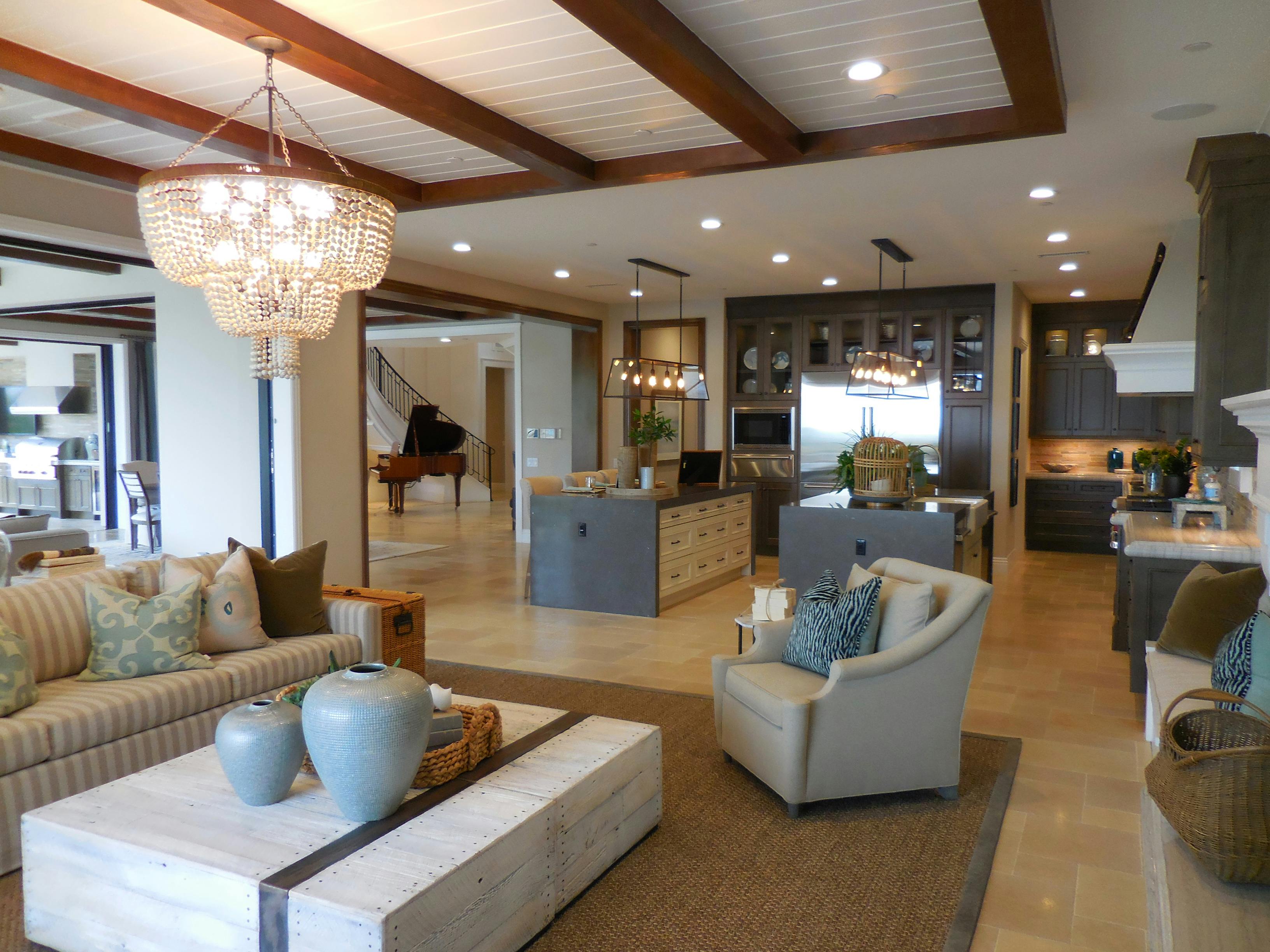 Elegant open concept living and dining space