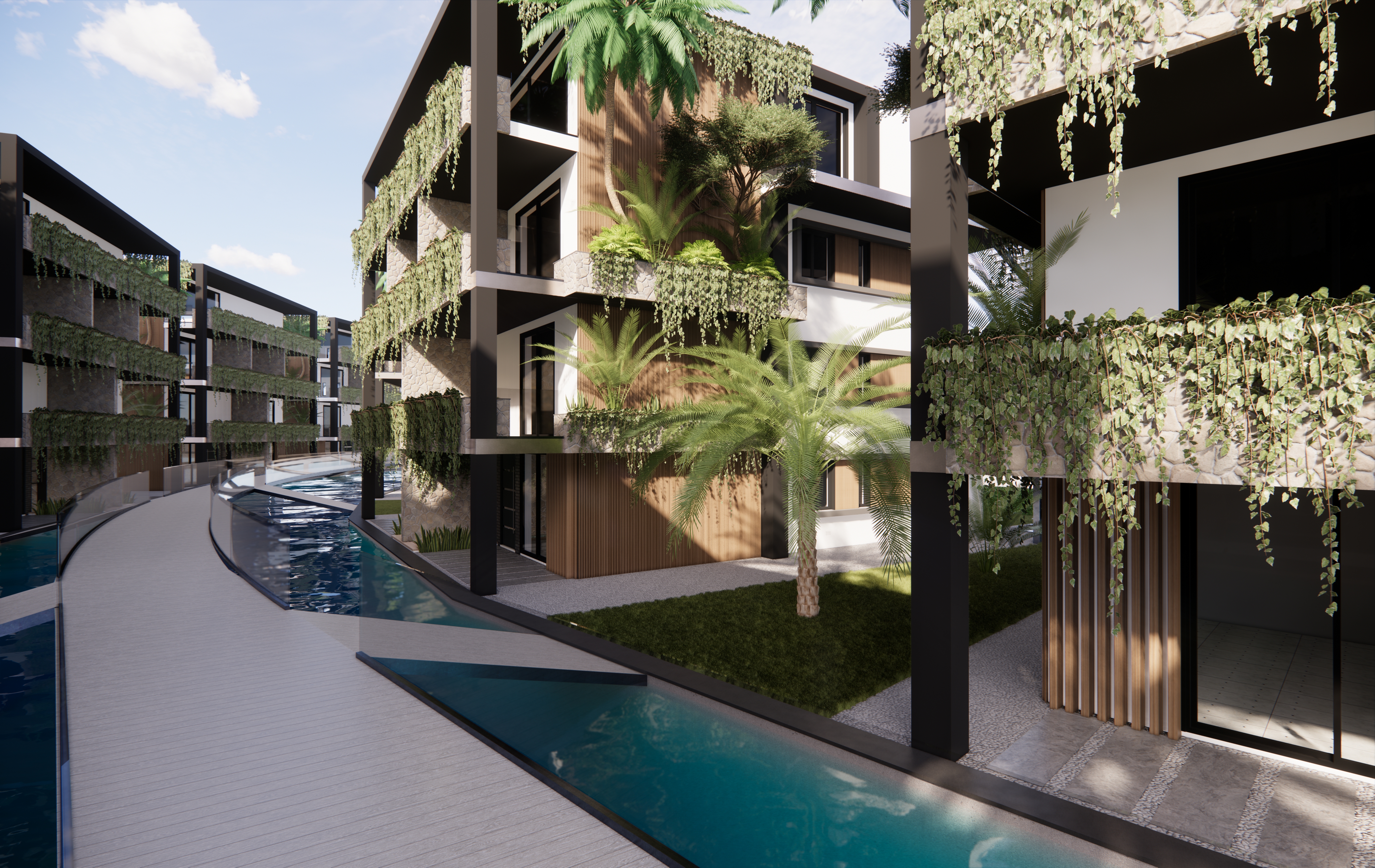 Walkway tra i blocchi residenziali