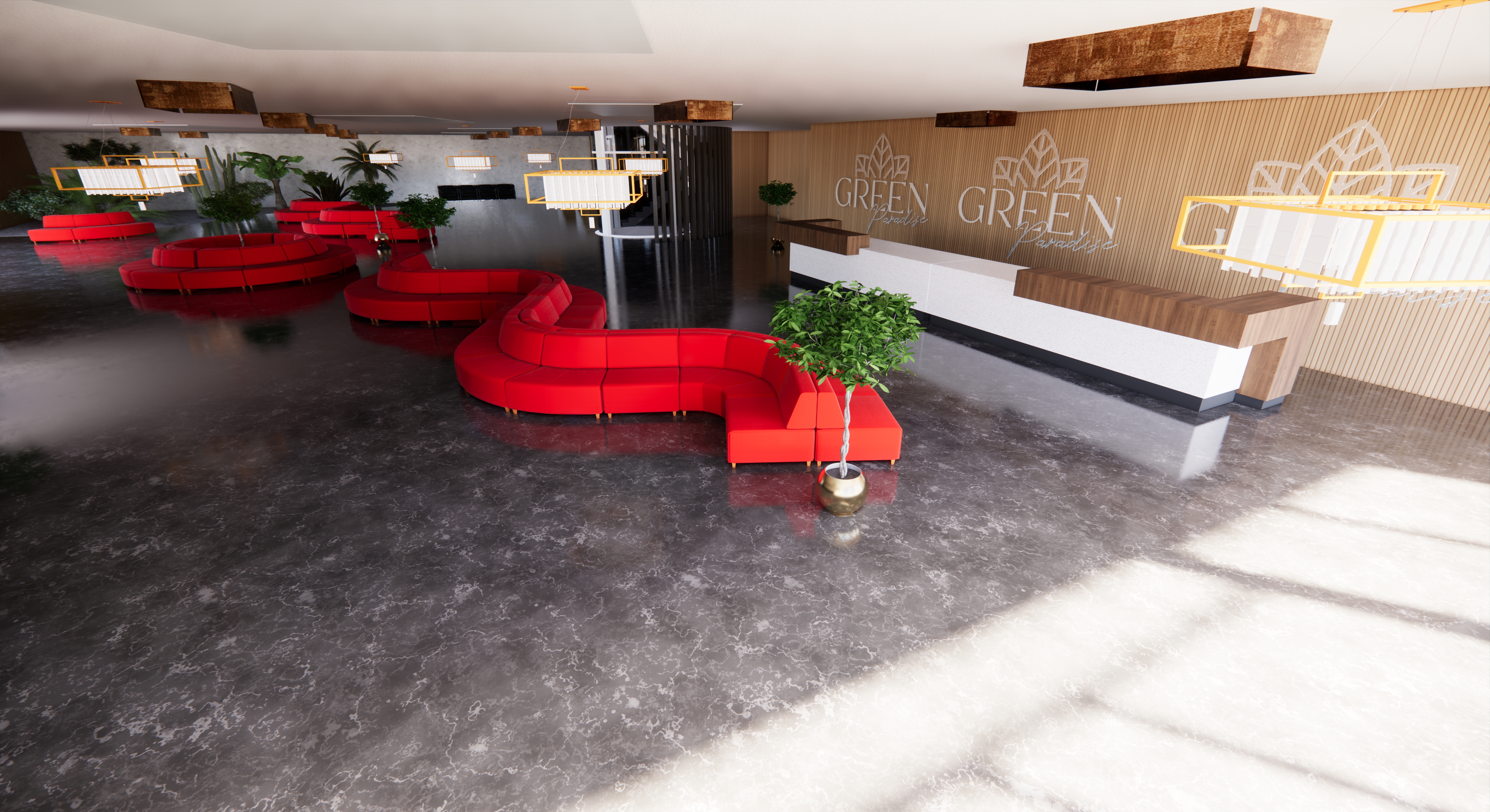 Lounge zone con giardino interno