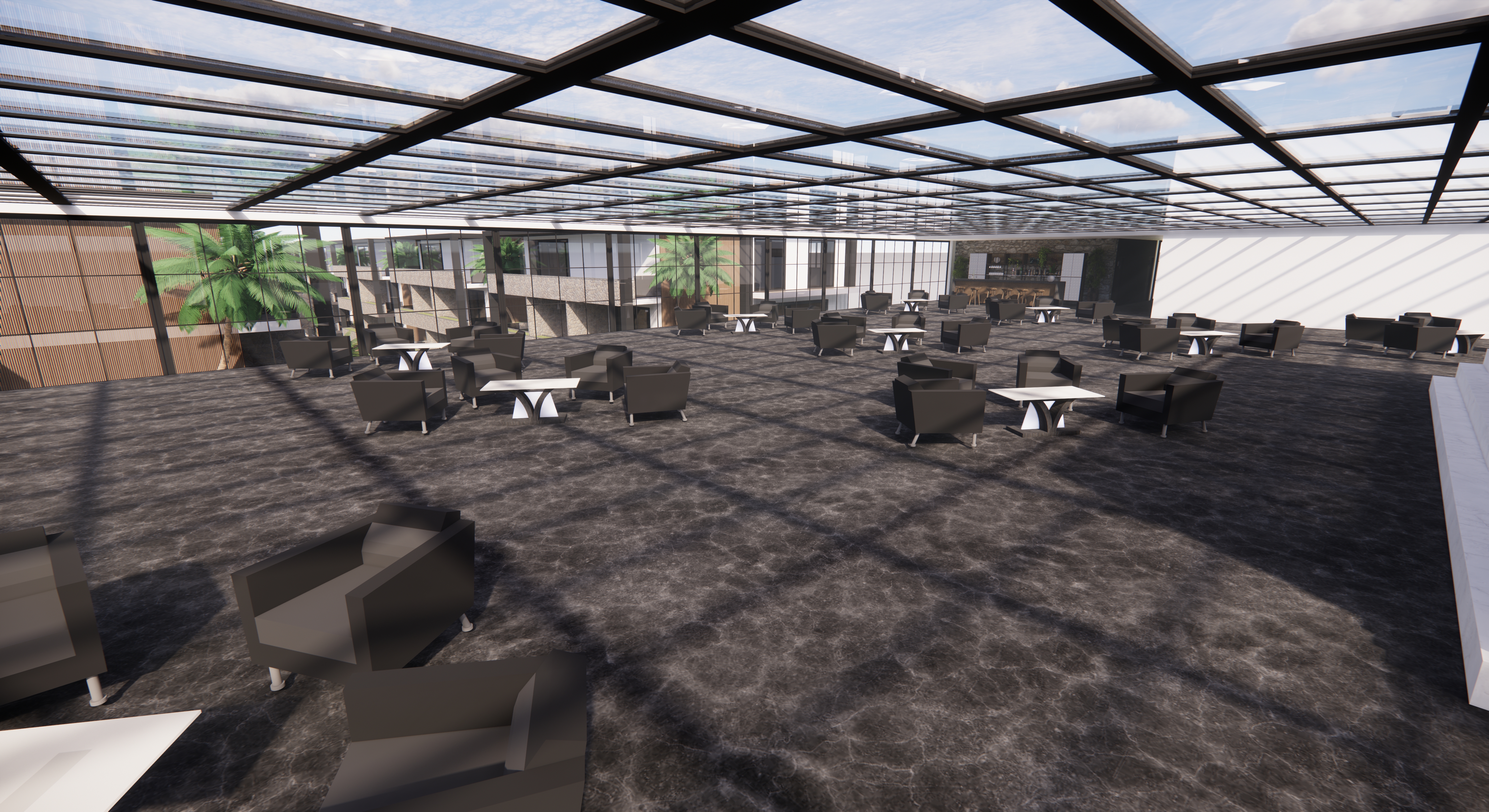 Sky lounge con vista mare + tavolini cubo neri