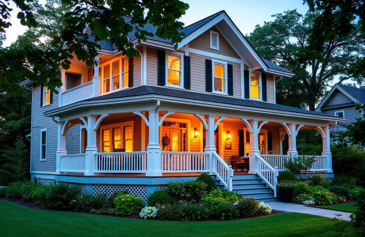 A warmly-lit Victorian family home at dusk — the kind of asset families lose to foreclosure