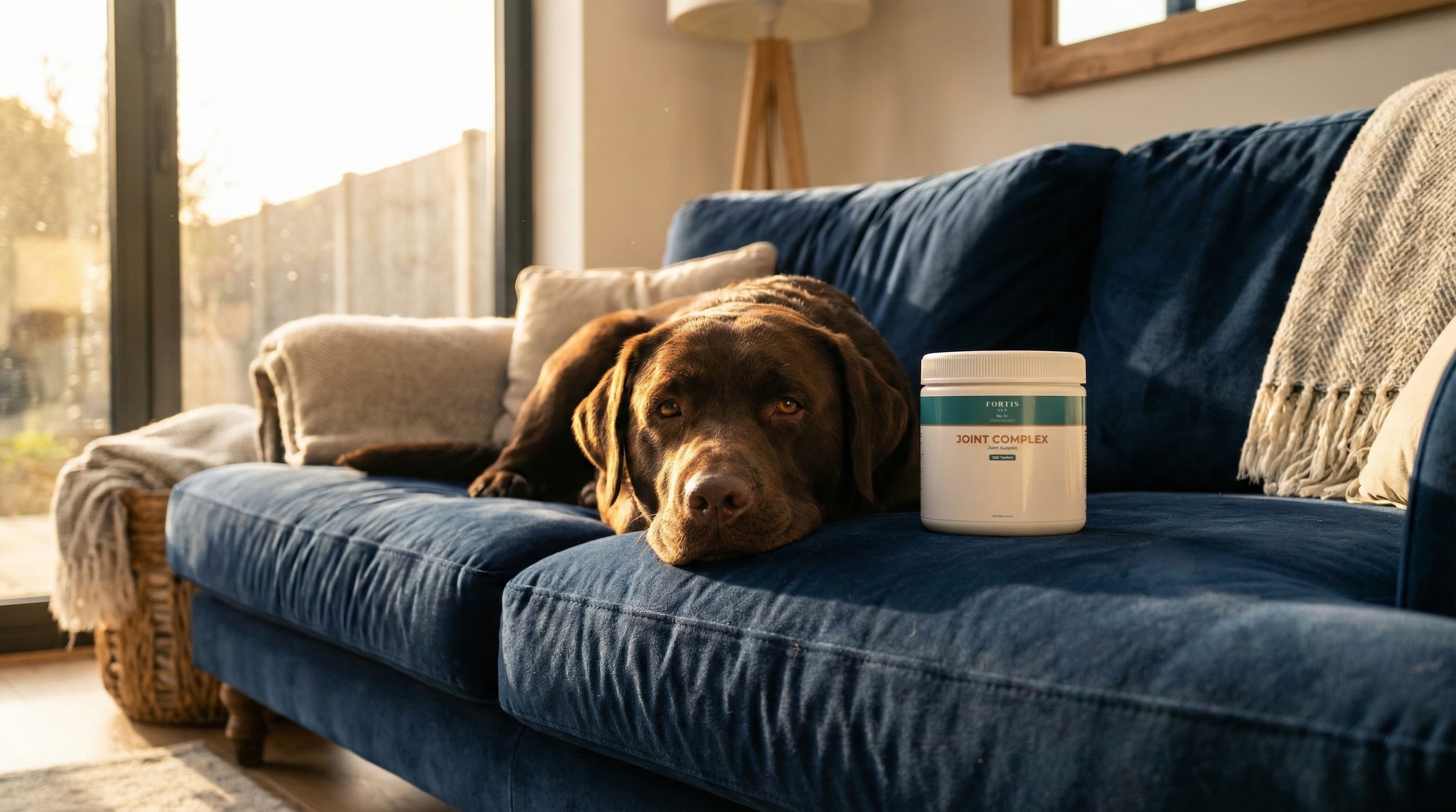 Happy dog with Fortis Pet food