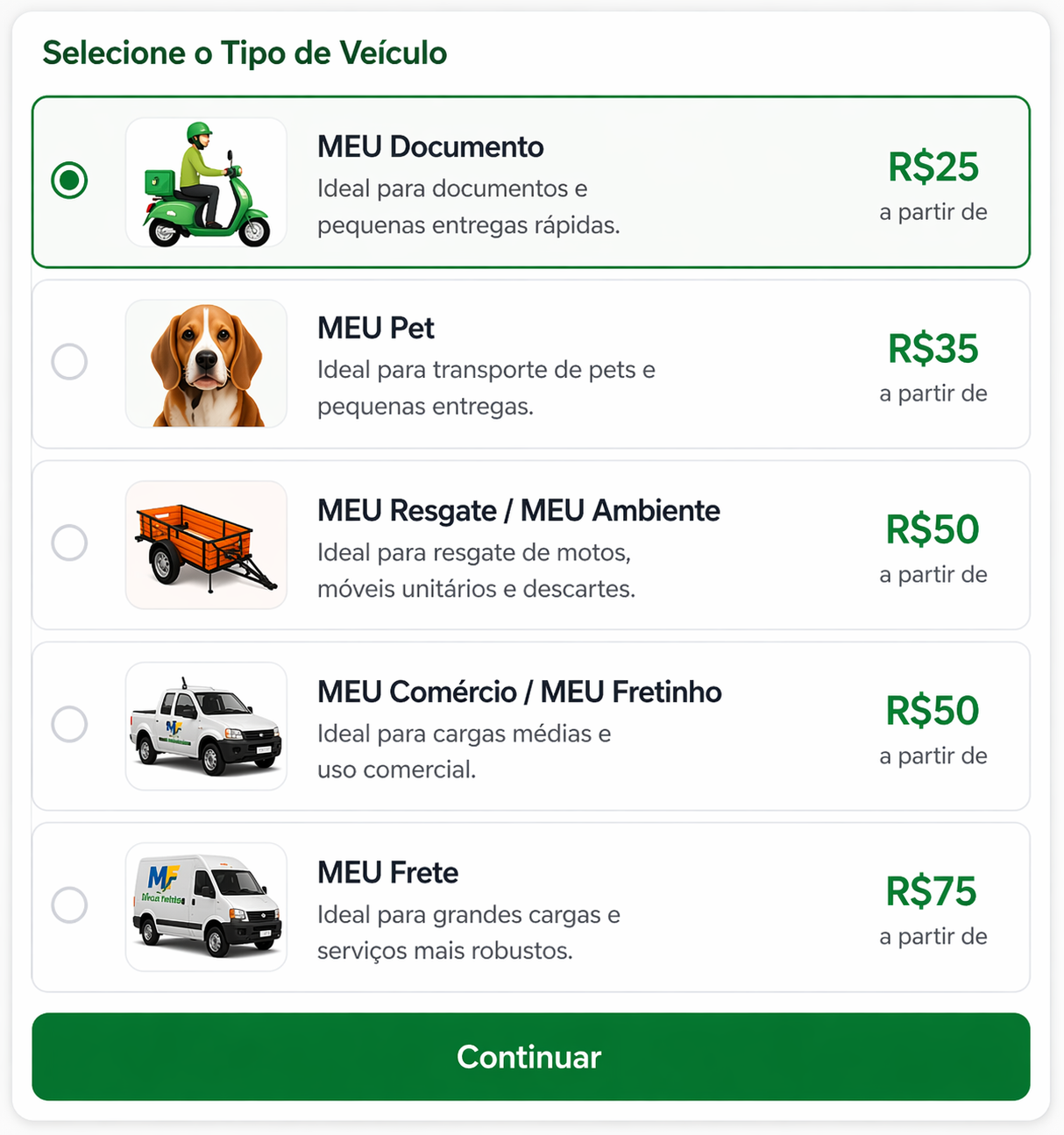 Tipos de Veículos