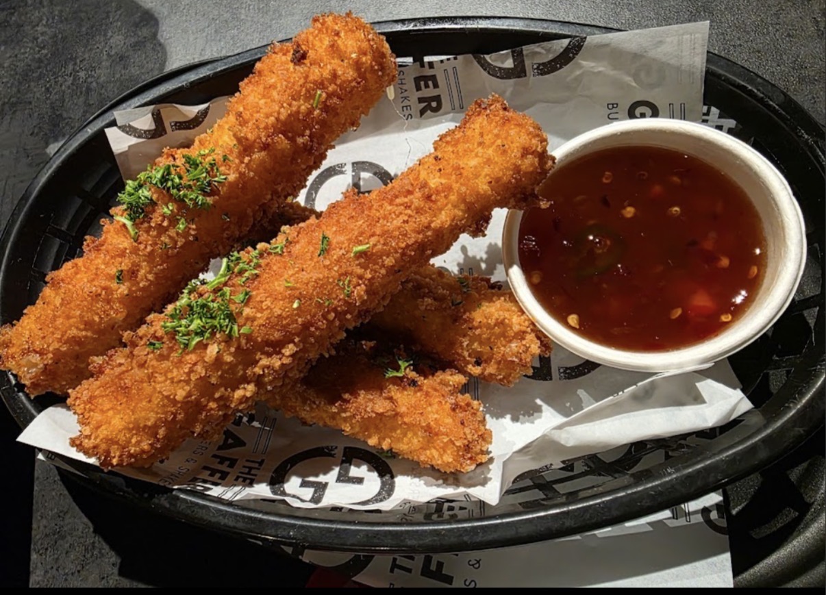 Crispy panko-crumbed chicken tenders with sweet chilli dipping sauce