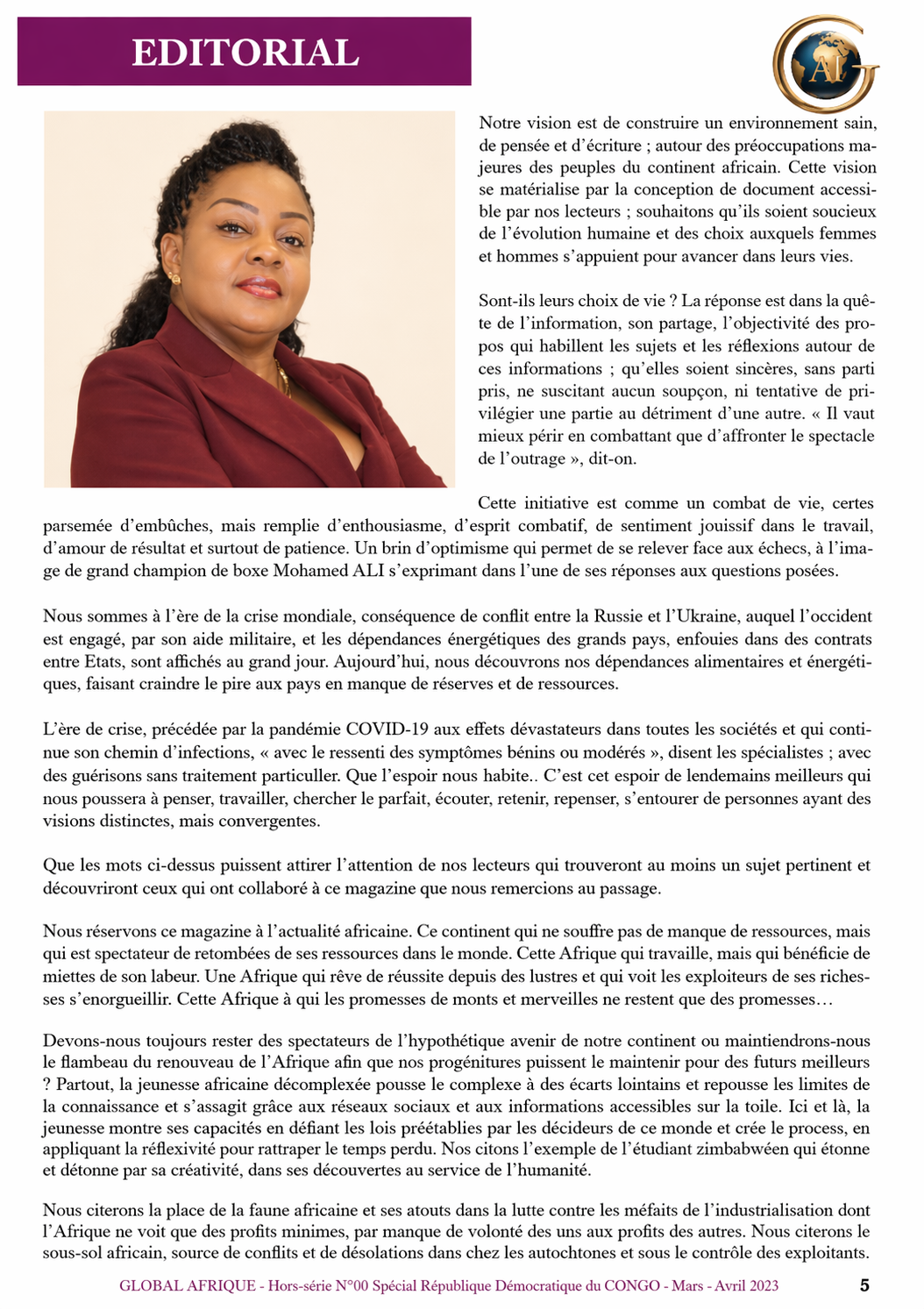 Éditorial : Notre vision pour l'Afrique