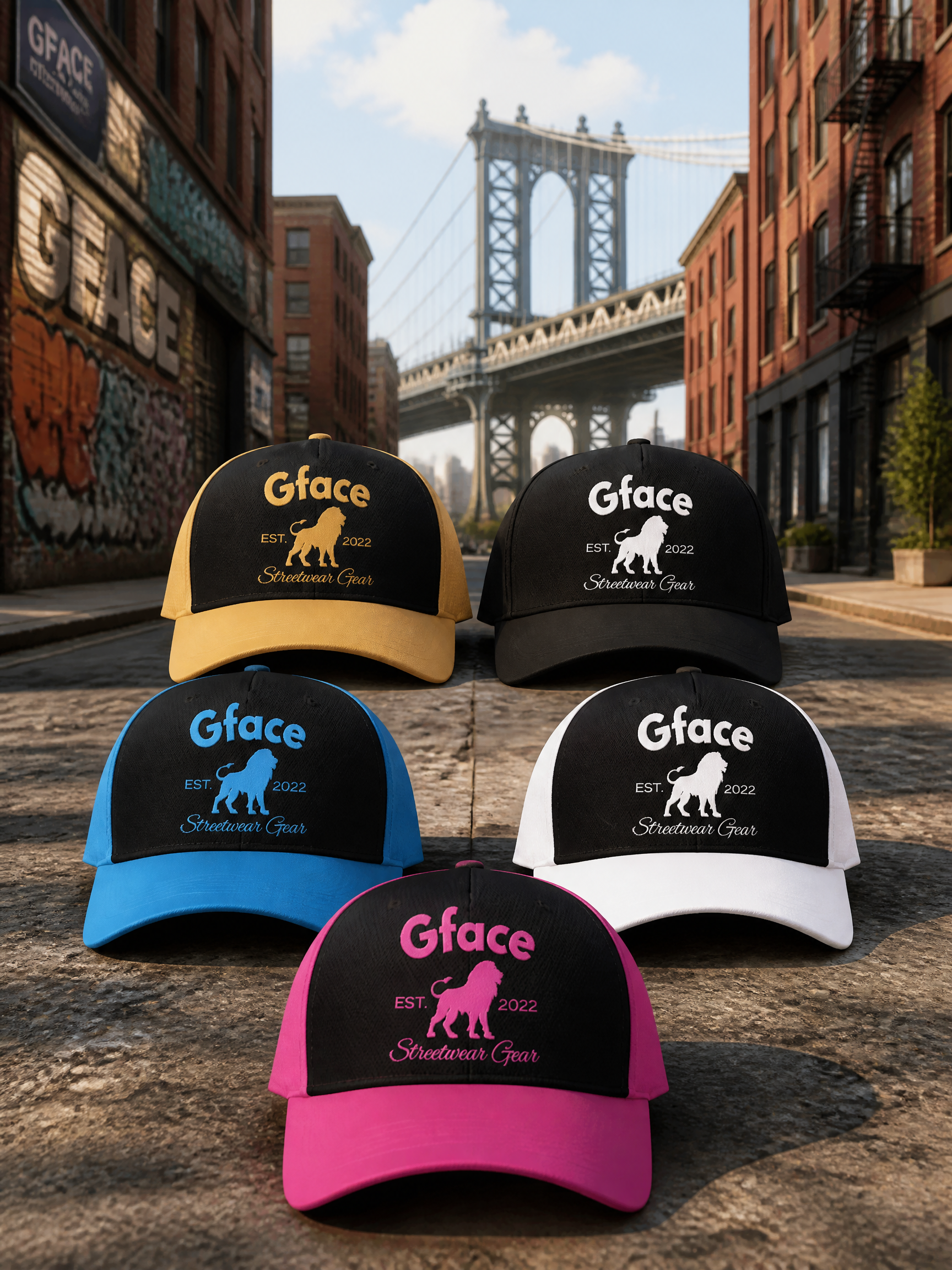 Shop GfaceGear Hats — black and gold streetwear