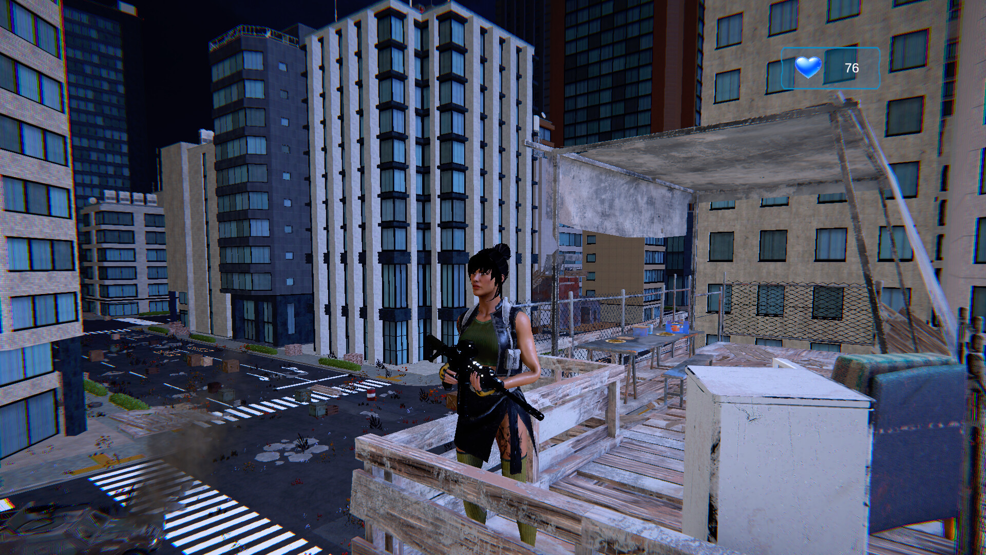 Rooftop perspective over the city