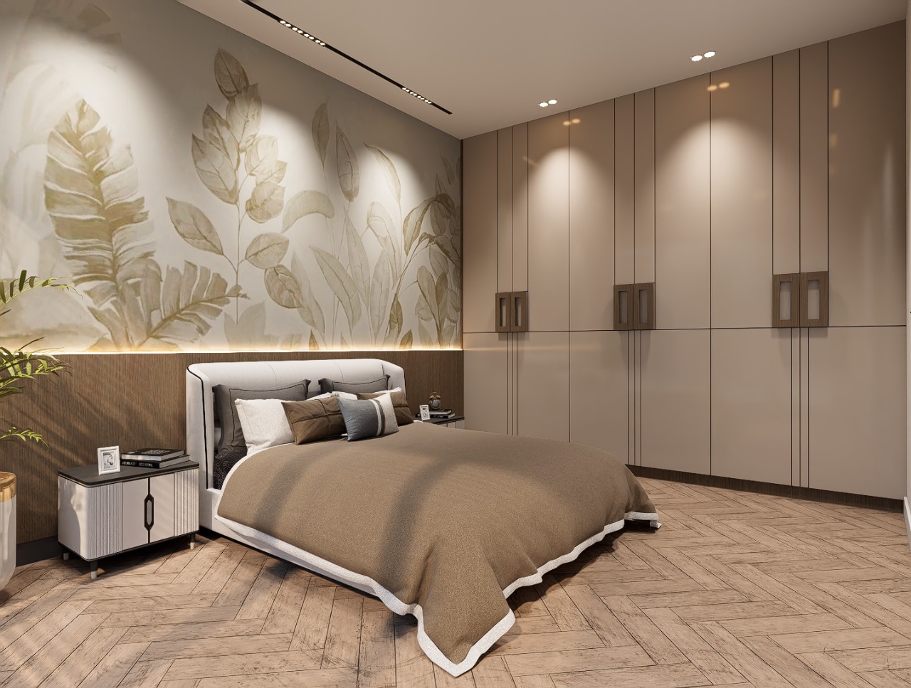 Schlafzimmer mit Akzentwand