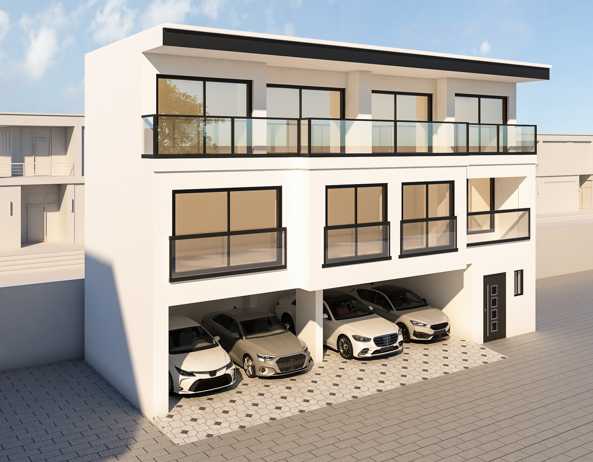 Hinterhaus · Loft-Haus mit Carports · Ansicht 2