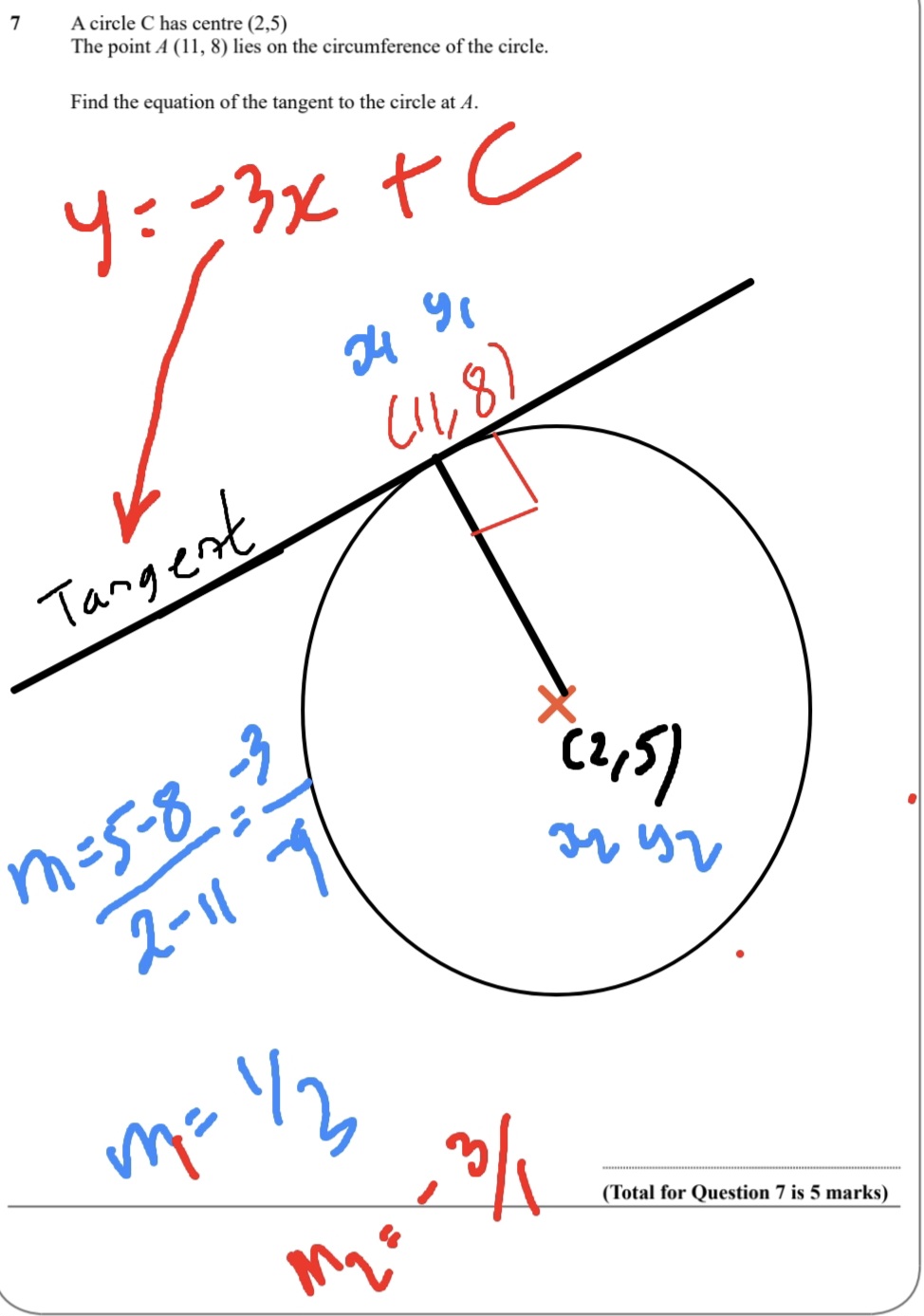 Maths problem with working