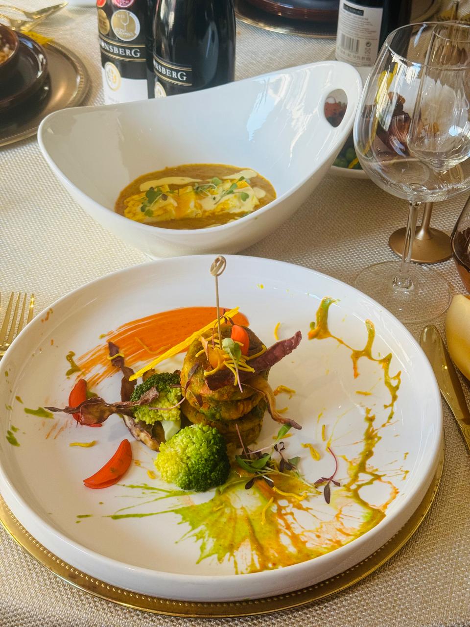 Wine pairing with artistic presentation