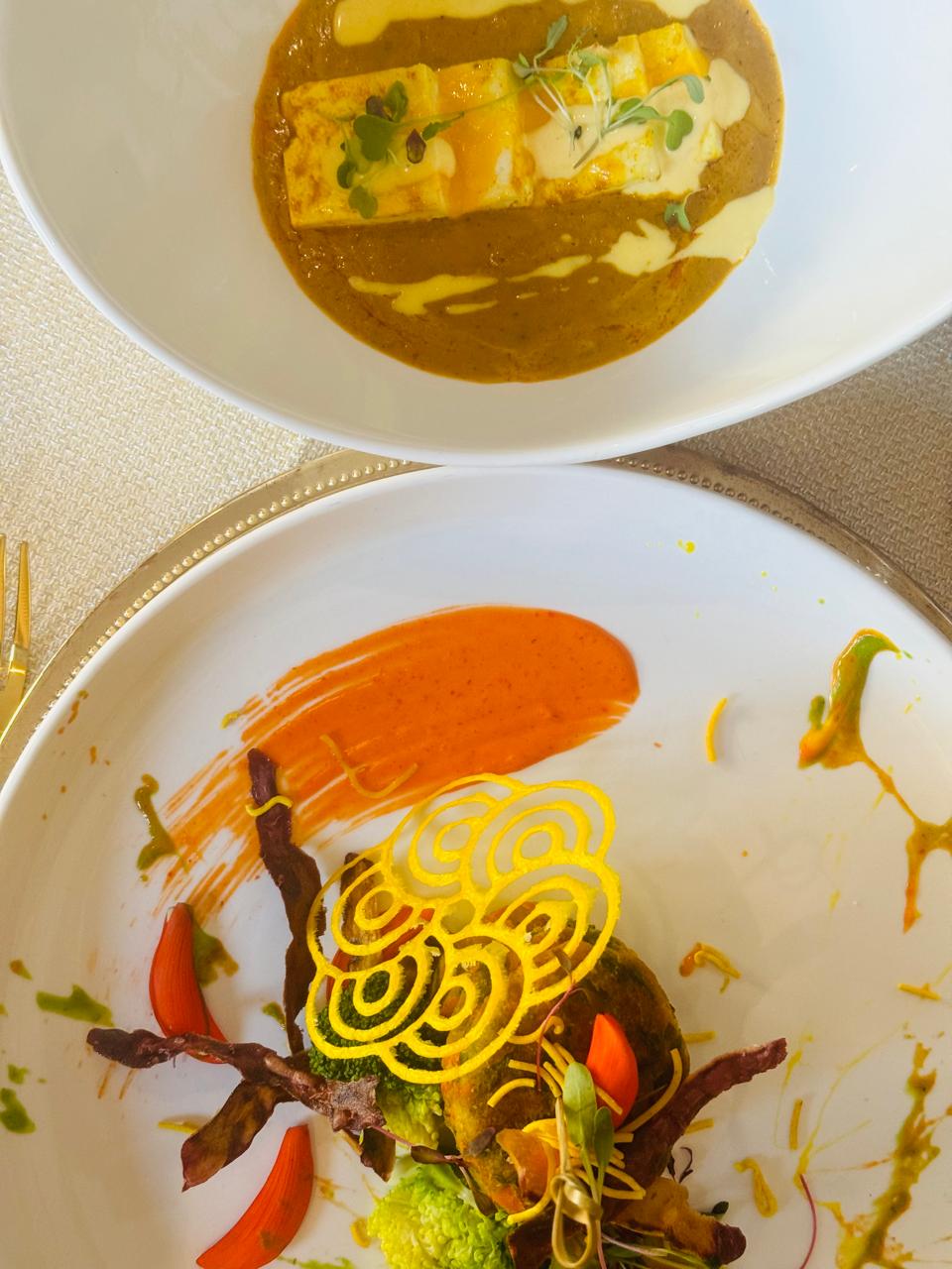 Paneer tikka with artistic plating