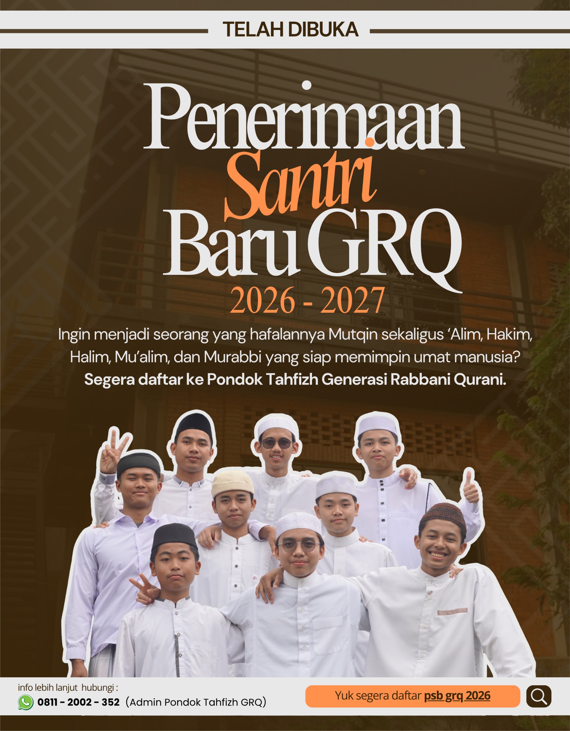 Poster Penerimaan Santri Baru GRQ 2026 - 2027