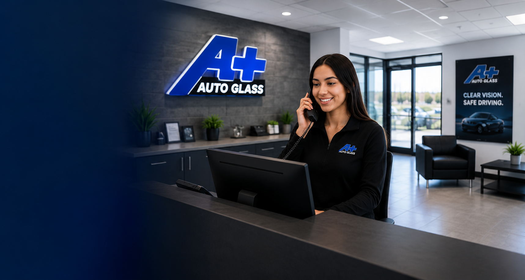 A+ Auto Glass reception - team ready to help