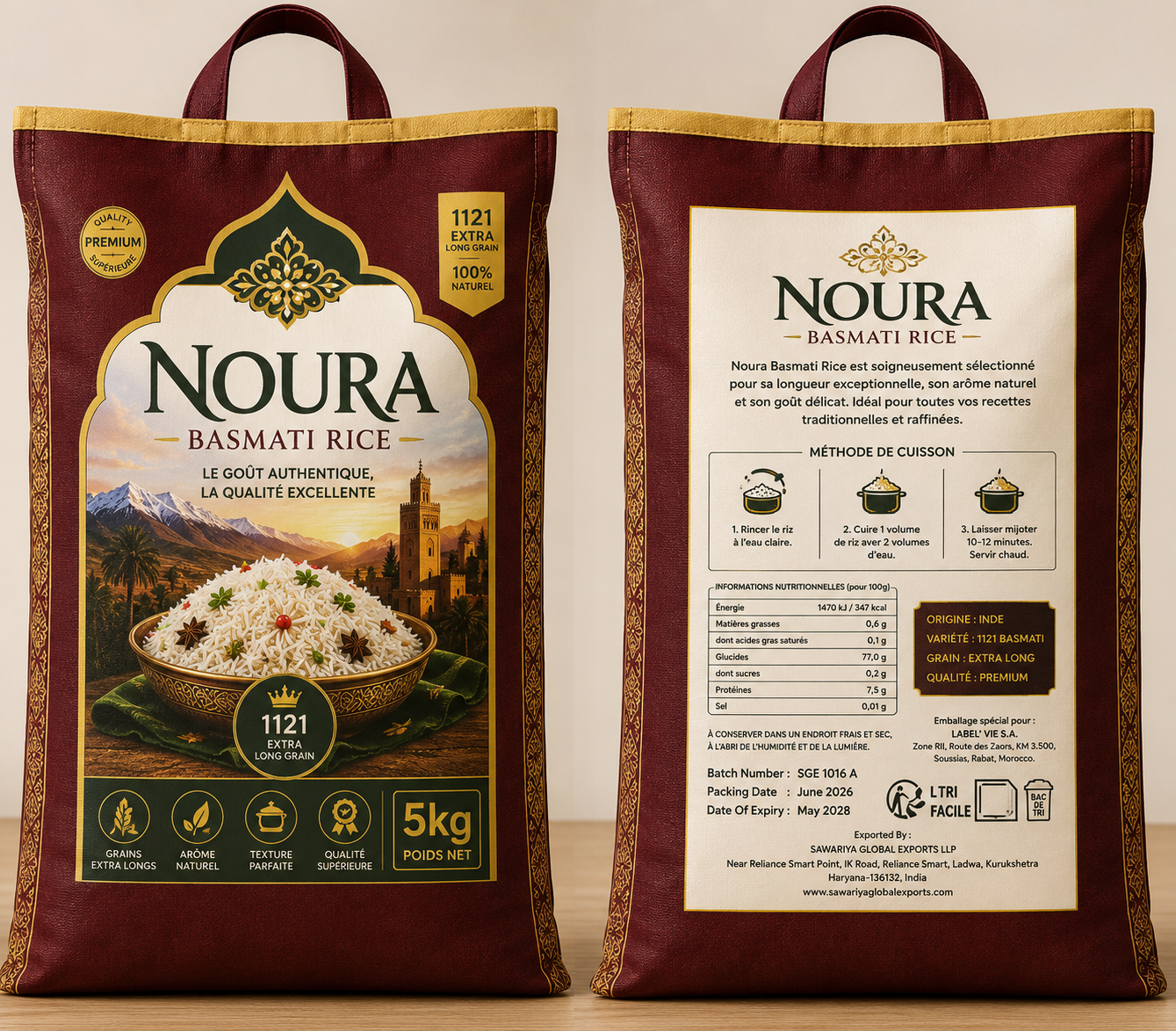 Noura Biryani Basmati Rice packaging