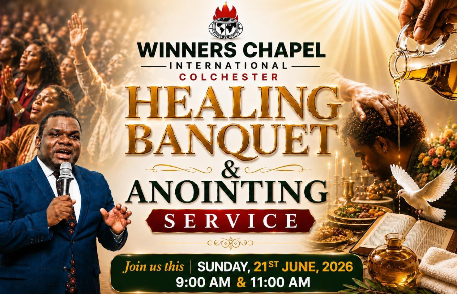 Healing Banquet & Anointing Service — Sunday 21 June, 9 & 11 AM