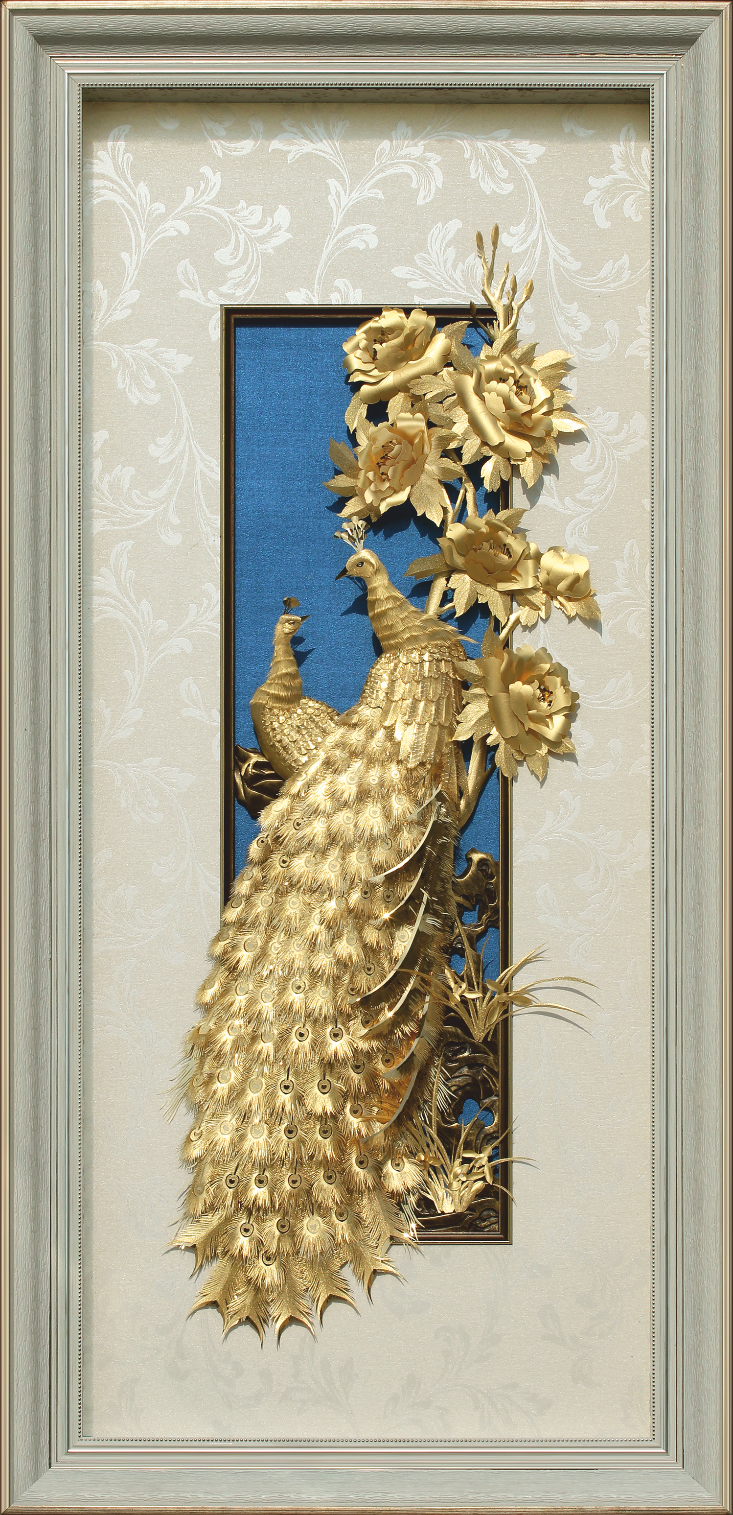 Aarya24KT — 24KT Gold Peacock framed artwork