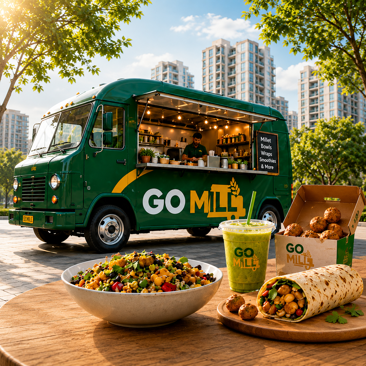 GoMill truck with millet meals