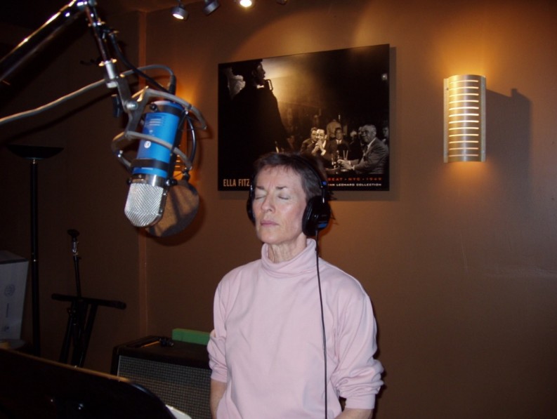 Linda D. Gallagher recording in studio