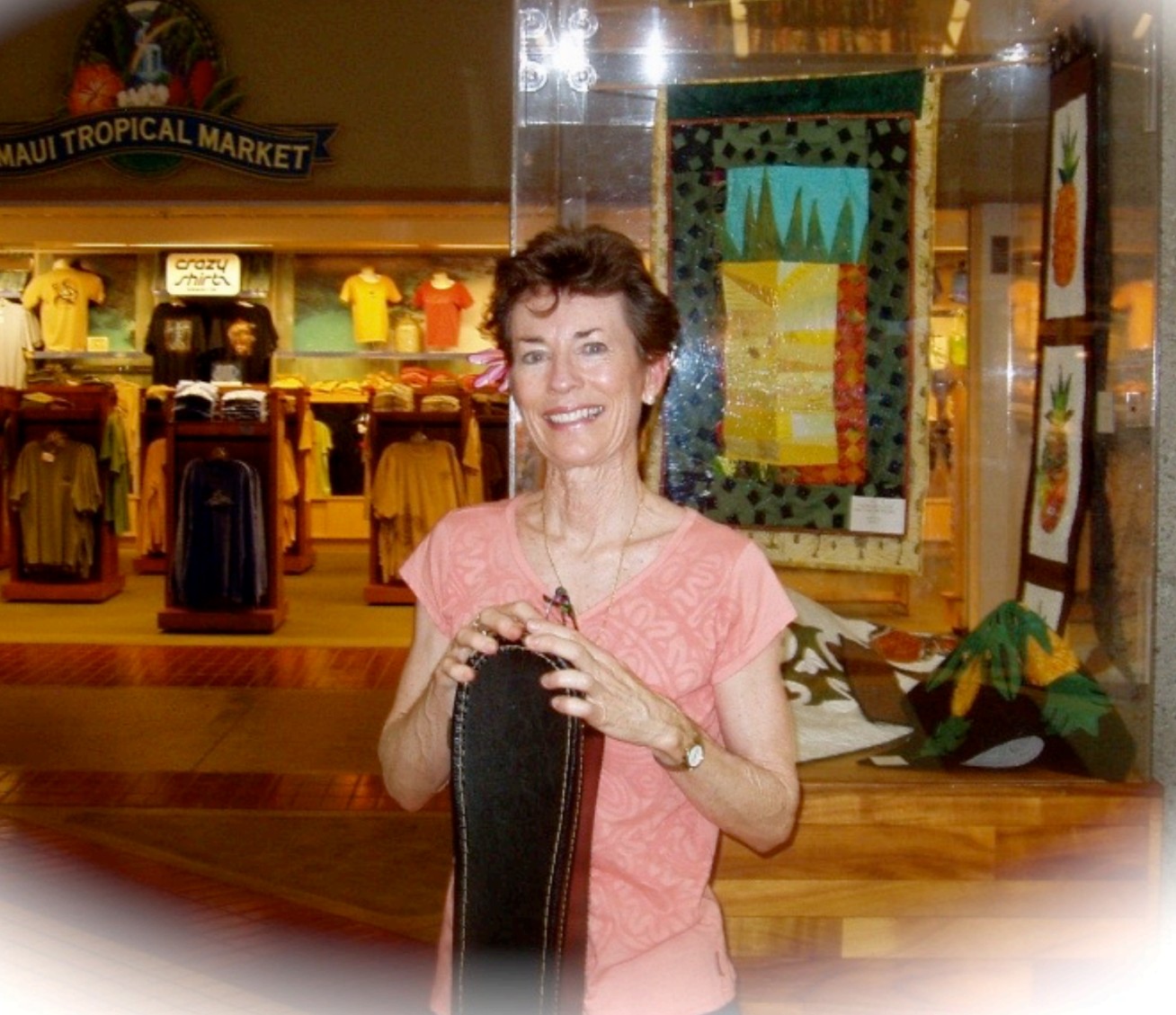 Linda D. Gallagher with guitar case