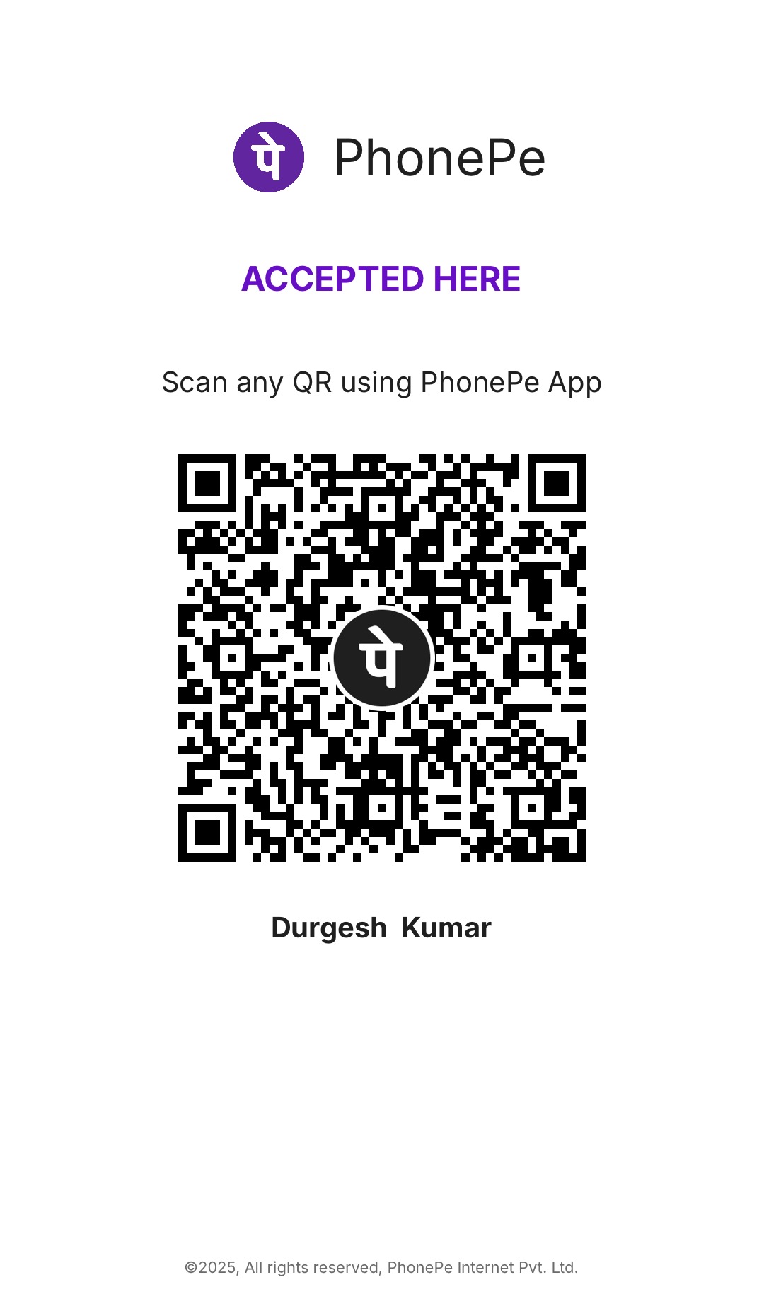 PhonePe Payment QR Code - Durgesh Kumar