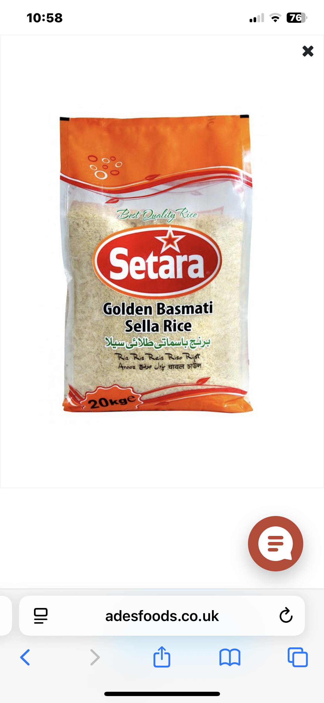 Setara Golden Basmati Sella Rice 20kg